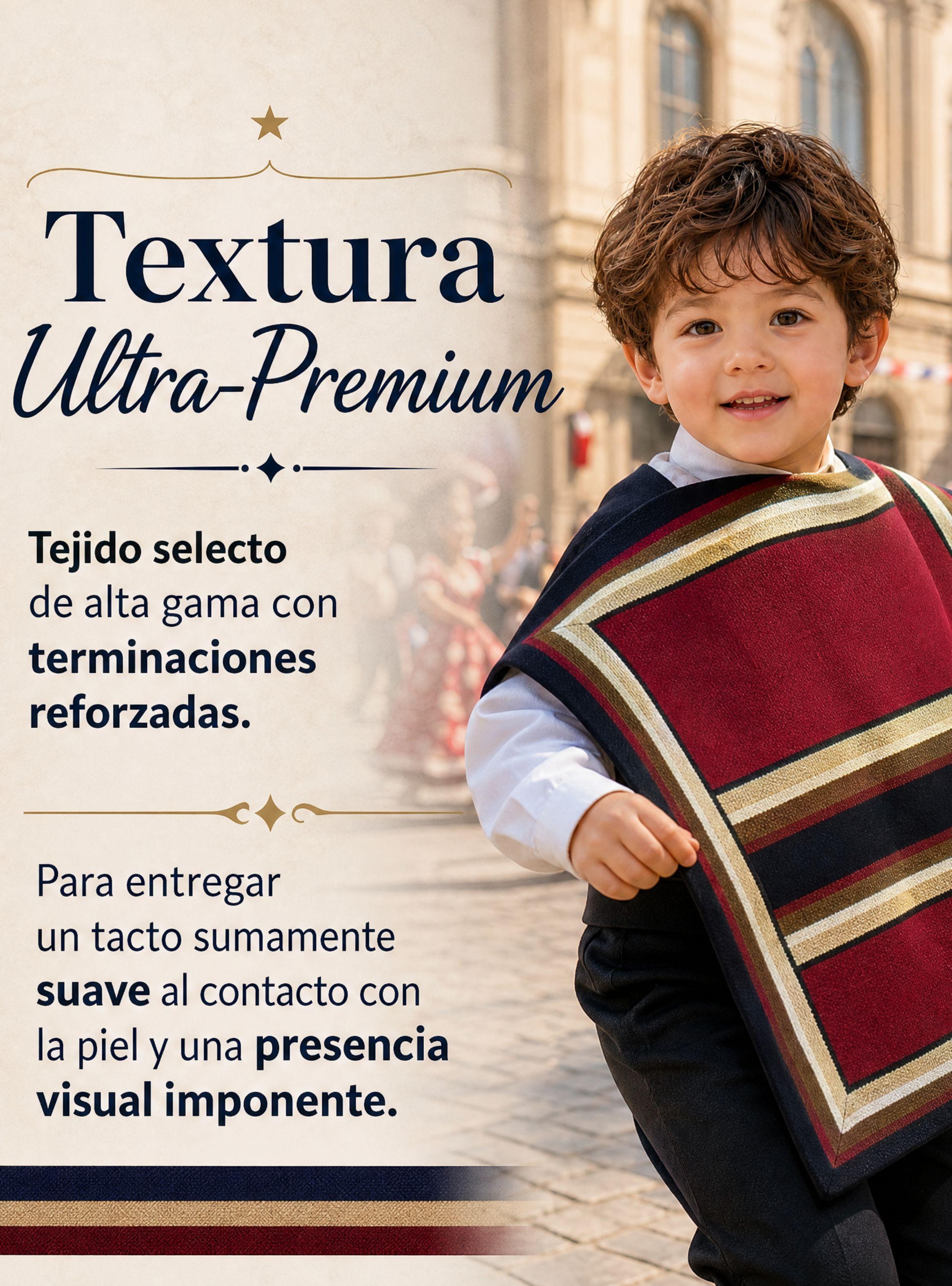 Poncho Manta Huaso de Niño Juvenil Baile Cueca Fiestas Patrias-7