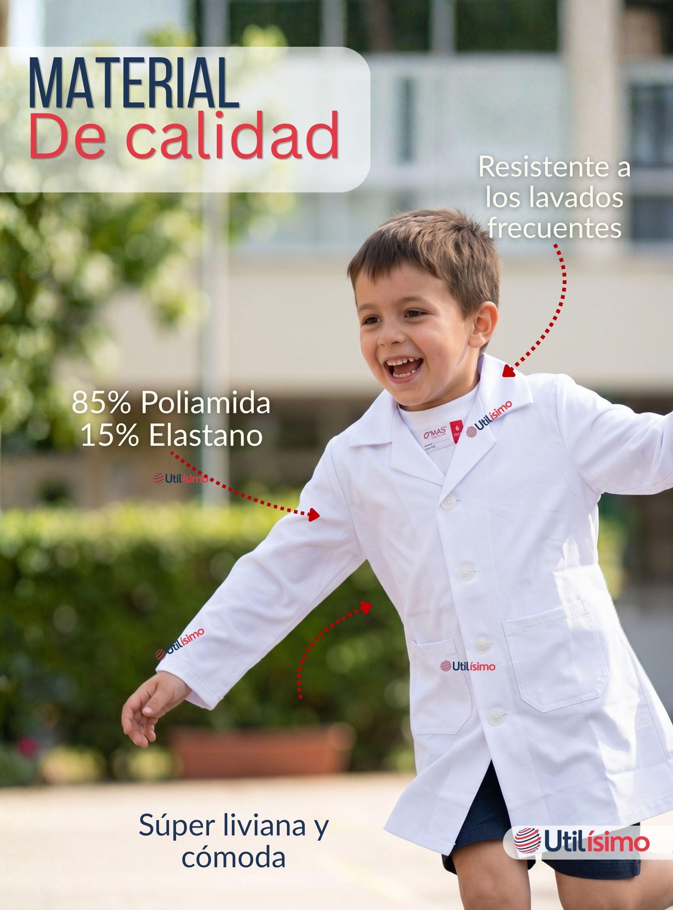 Cotona Delantal Blanca Escolar Colegio Unisex Niño y Niña Manga Larga-5