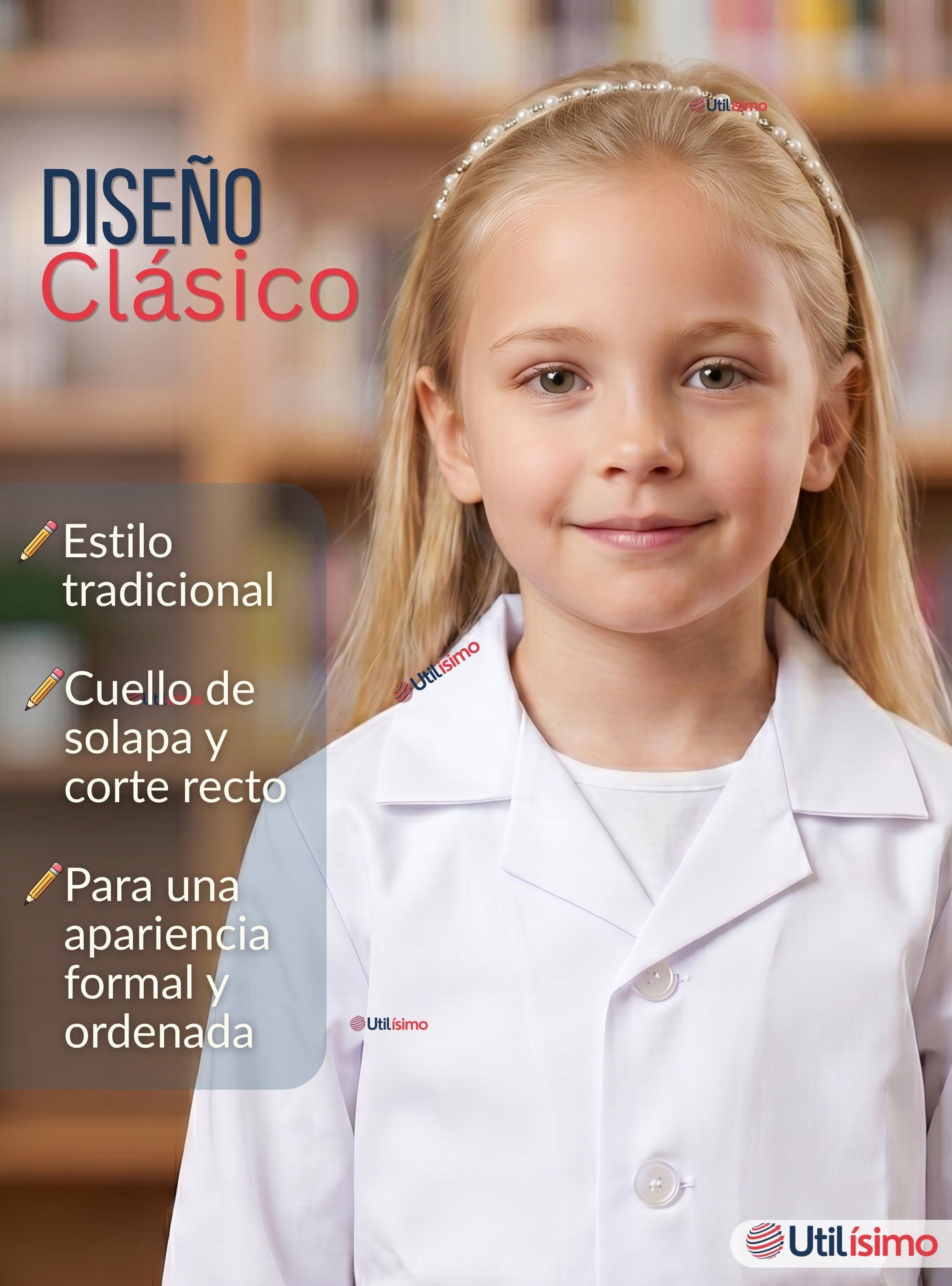 Cotona Delantal Blanca Escolar Colegio Unisex Niño y Niña Manga Larga-6