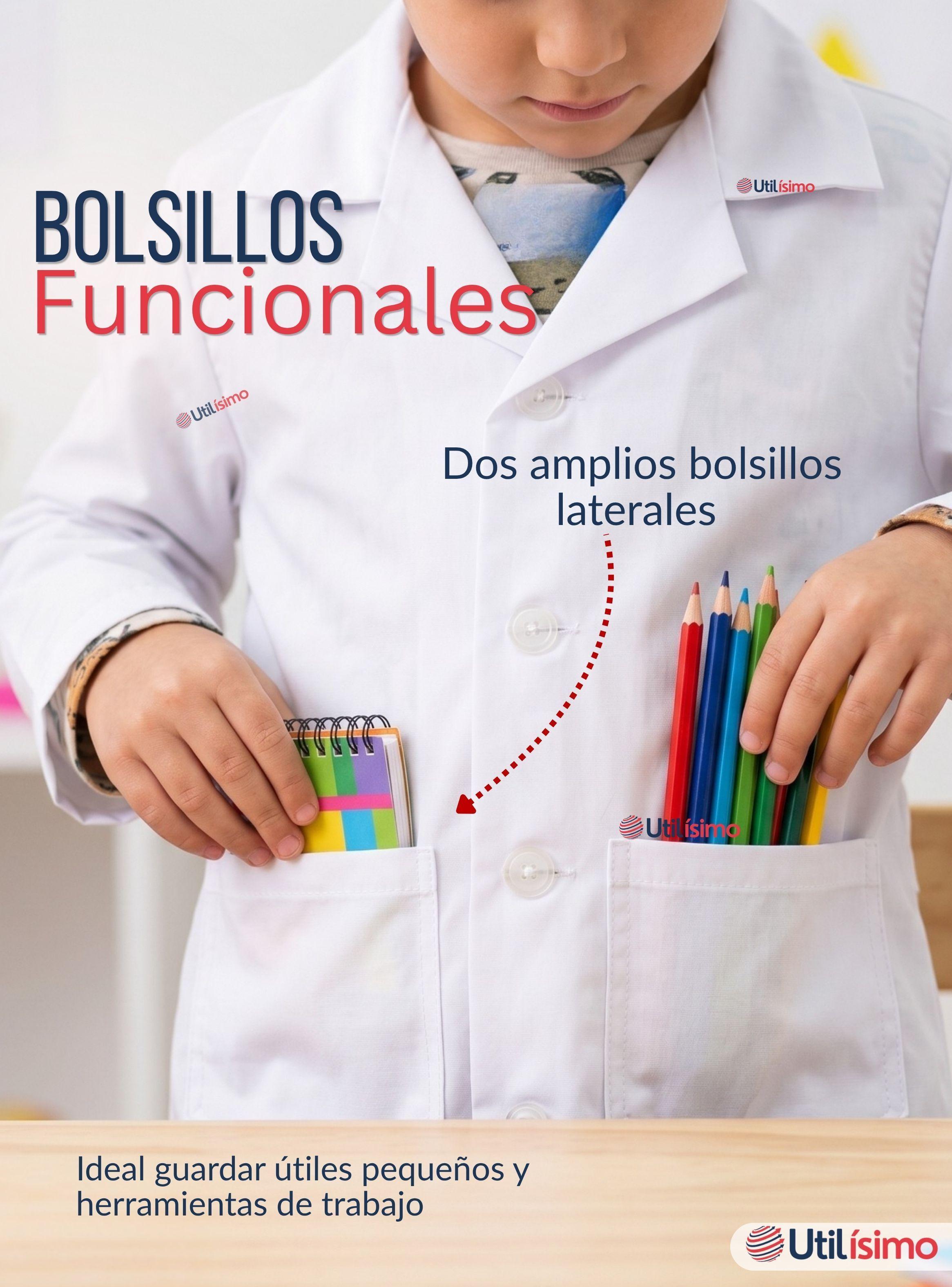 Cotona Delantal Blanca Escolar Colegio Unisex Niño y Niña Manga Larga-7