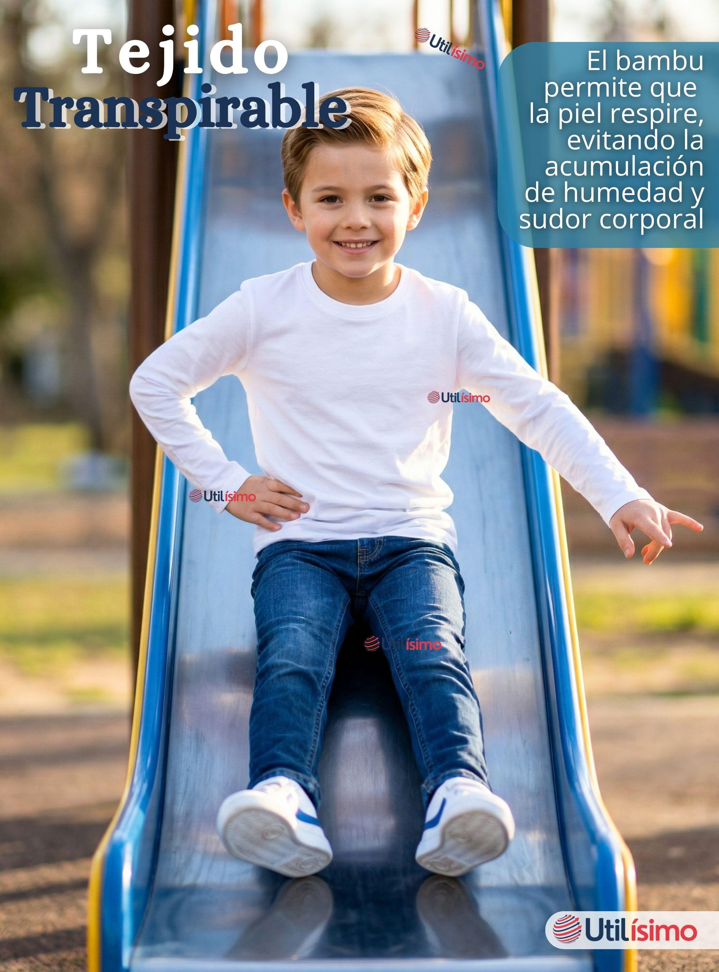 Pack 6 Poleras Camisetas Bambú Cuello Redondo Primera Capa Manga Larga Colores Surtidos Niños-7