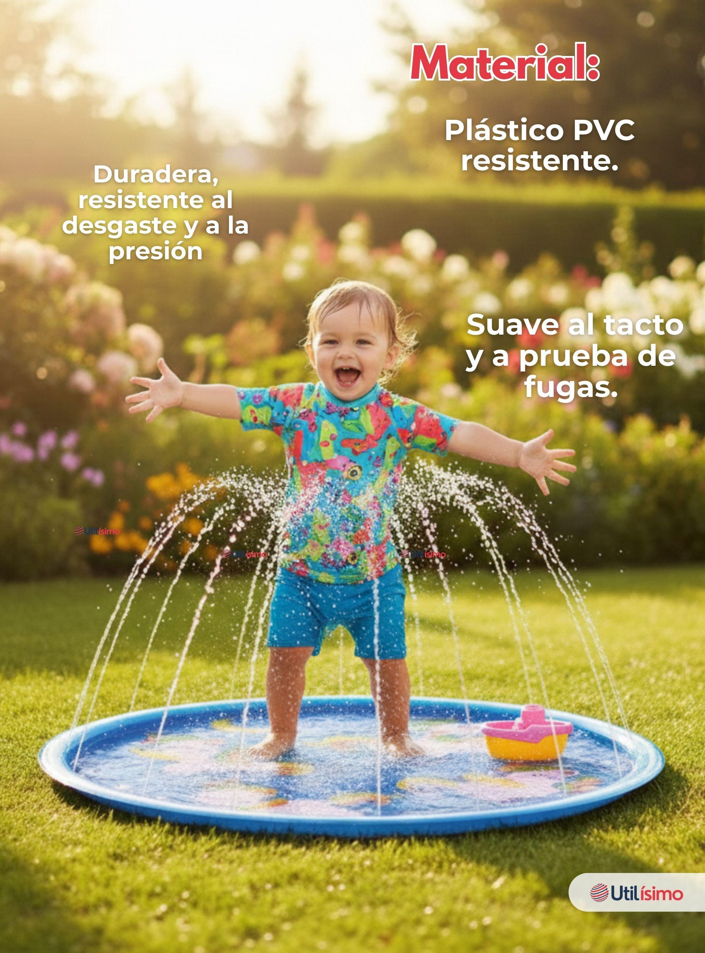 Alfombra Piscina Agua Rociador Para Niño Color Azul 100 cm-4
