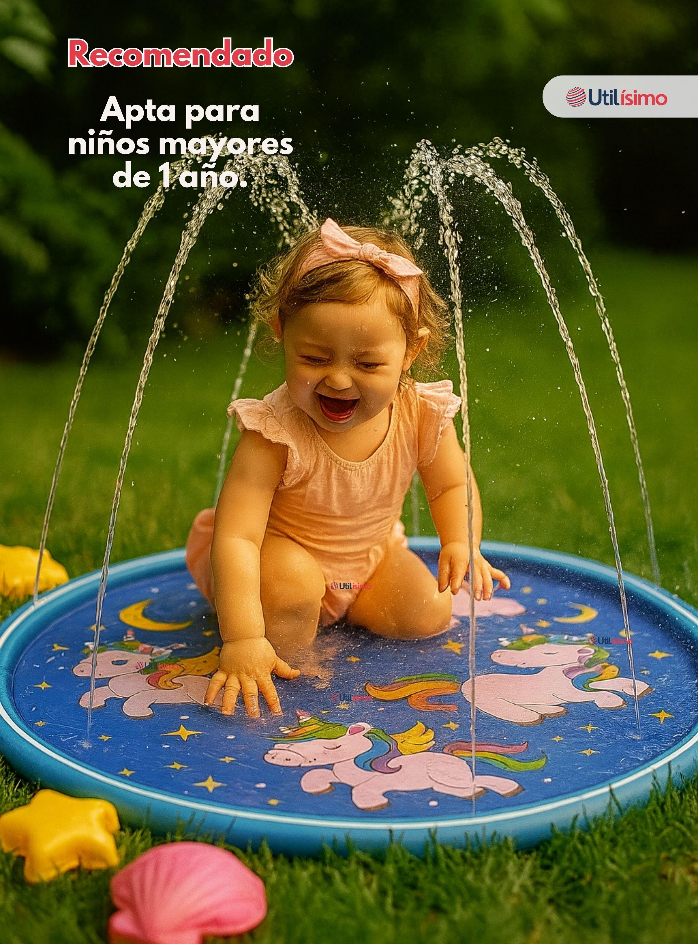 Alfombra Piscina Agua Rociador Para Niño Color Azul 100 cm-5