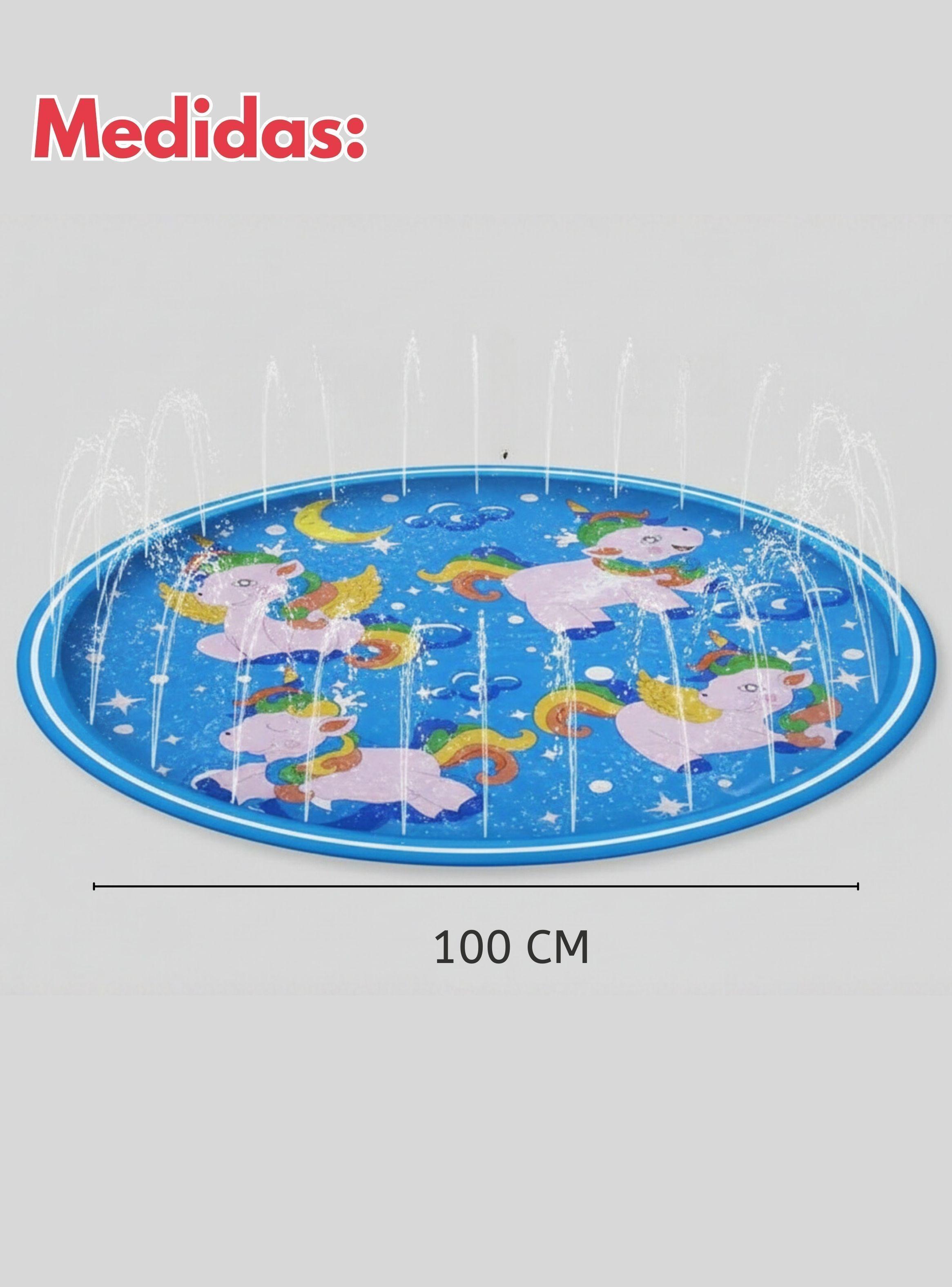 Alfombra Piscina Agua Rociador Para Niño Color Azul 100 cm-2