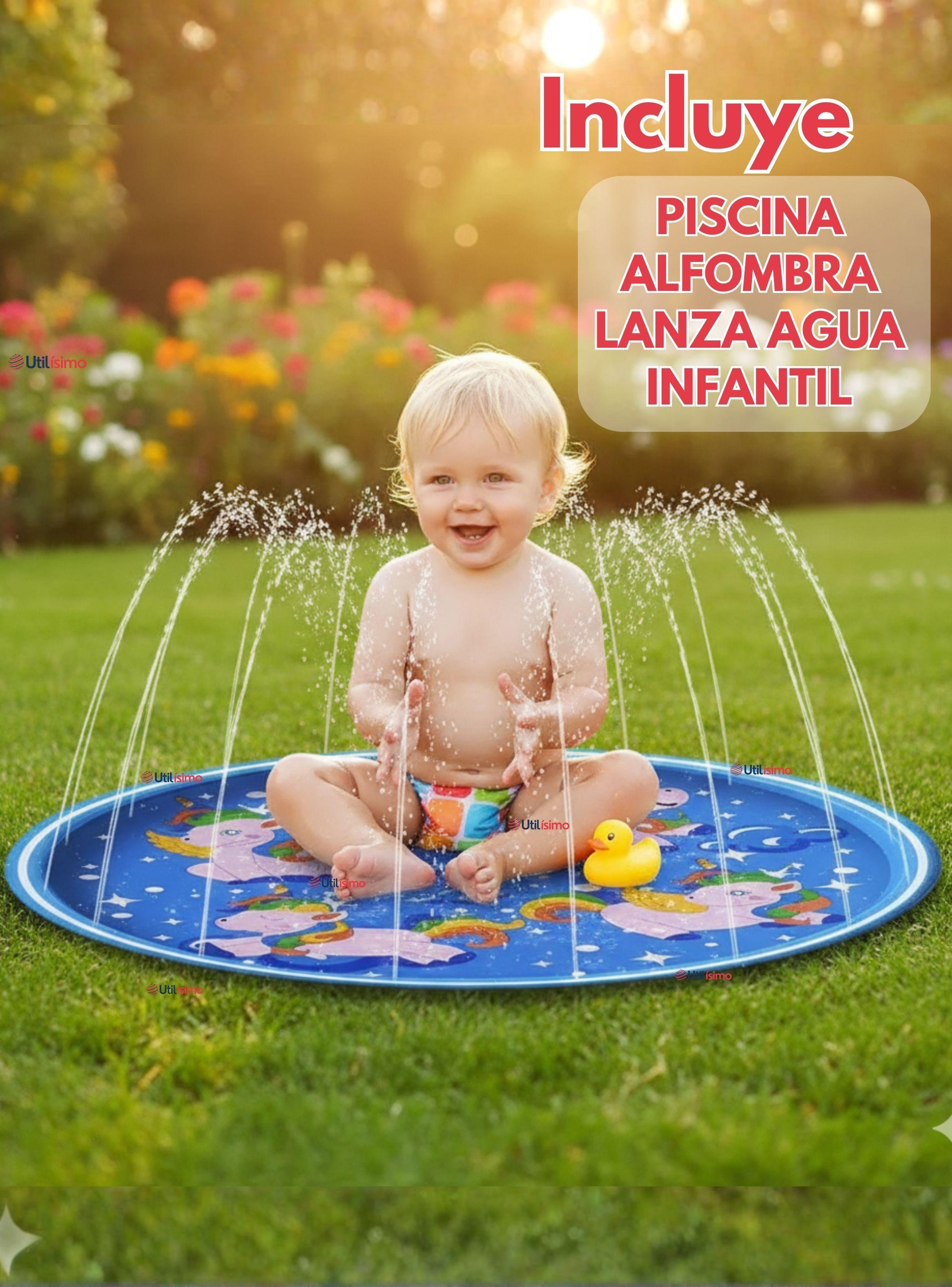 Alfombra Piscina Agua Rociador Para Niño Color Azul 100 cm-3