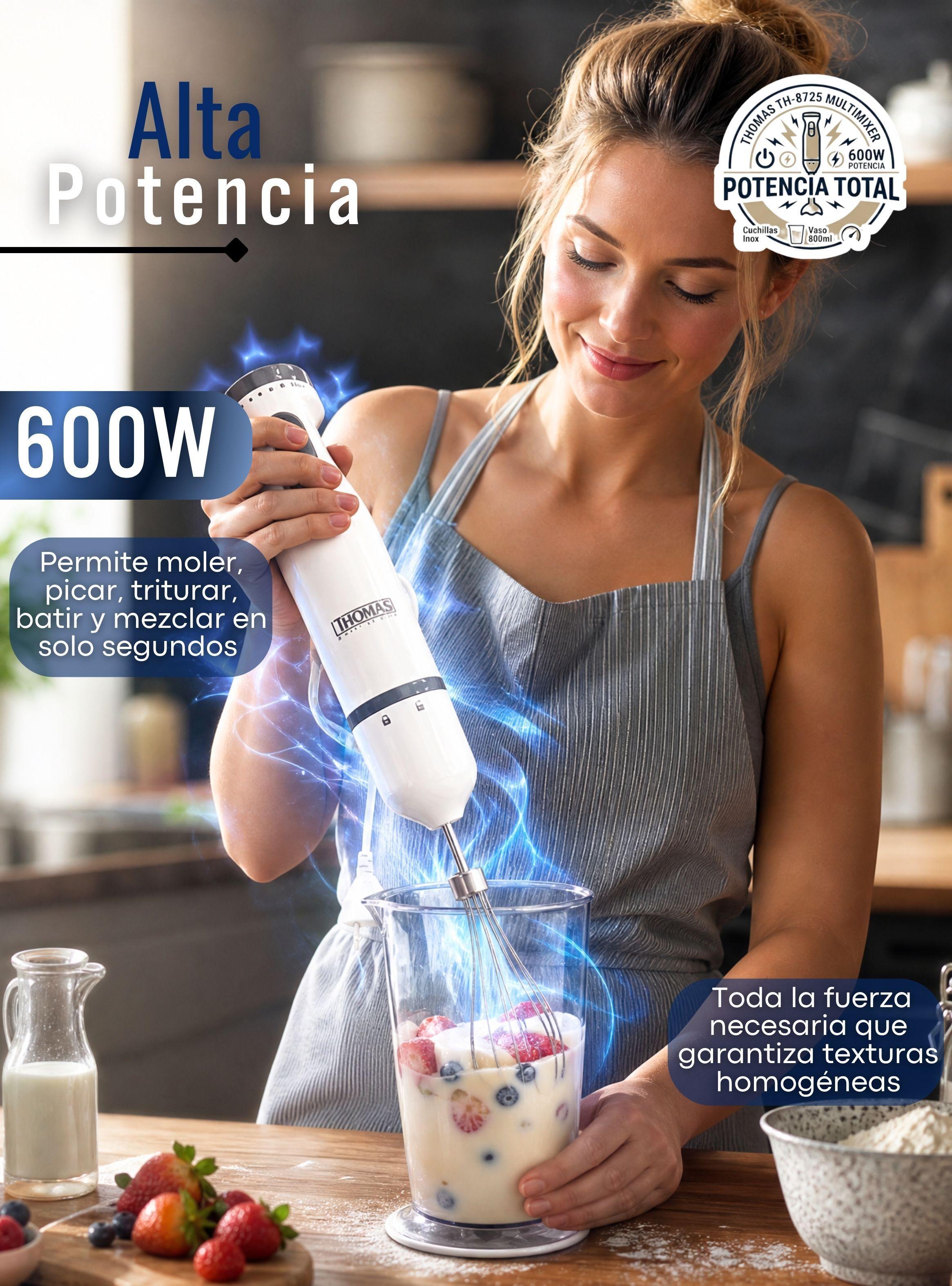 Minipimer Eléctrico Thomas Premium 4 en 1 Con Accesorios Alta Potencia Tecnologia Alemana -6