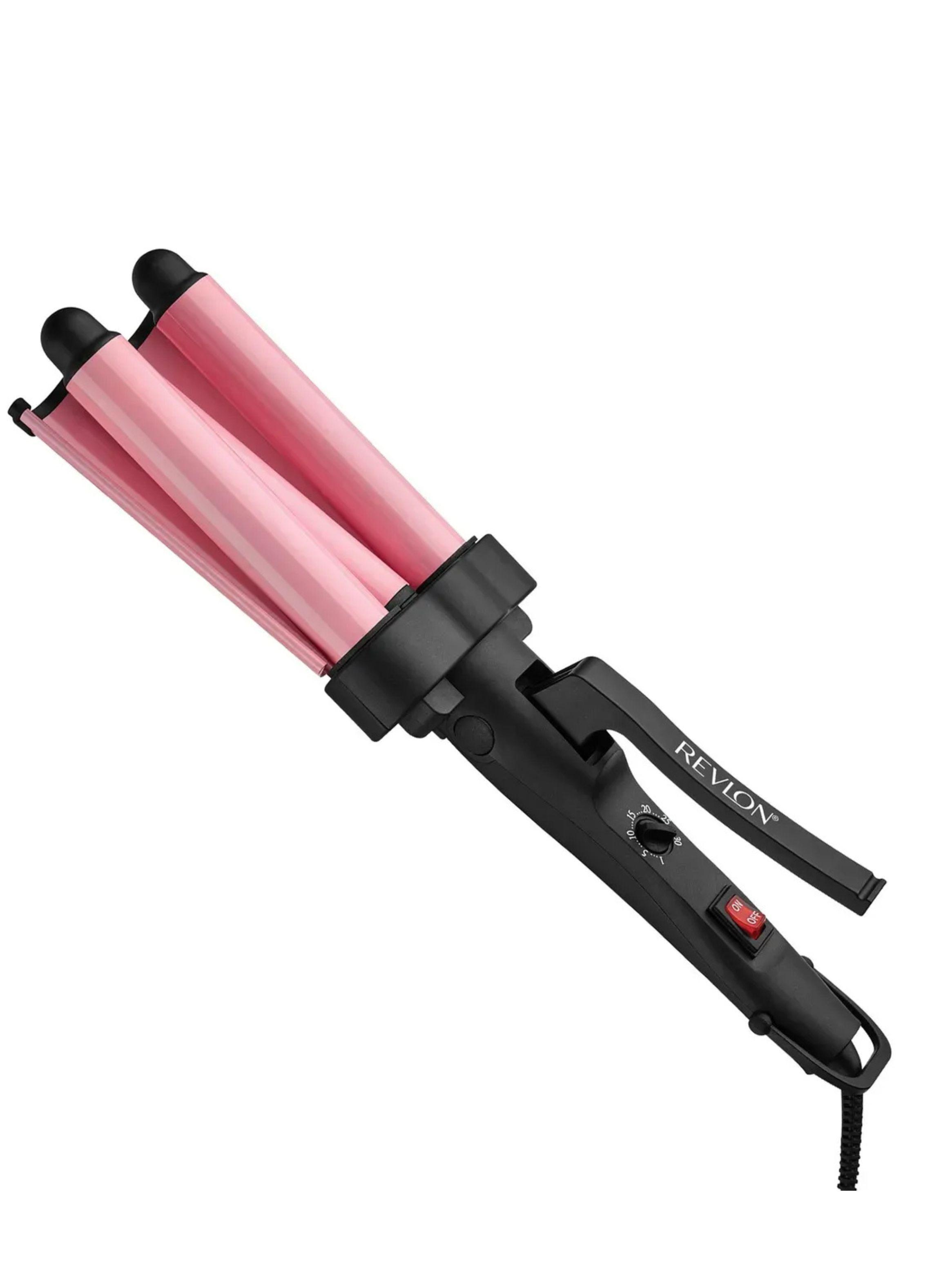 Onduladora De Pelo Revlon Waver Jumbo De 3 Barriles 120W de Color Rosa-0