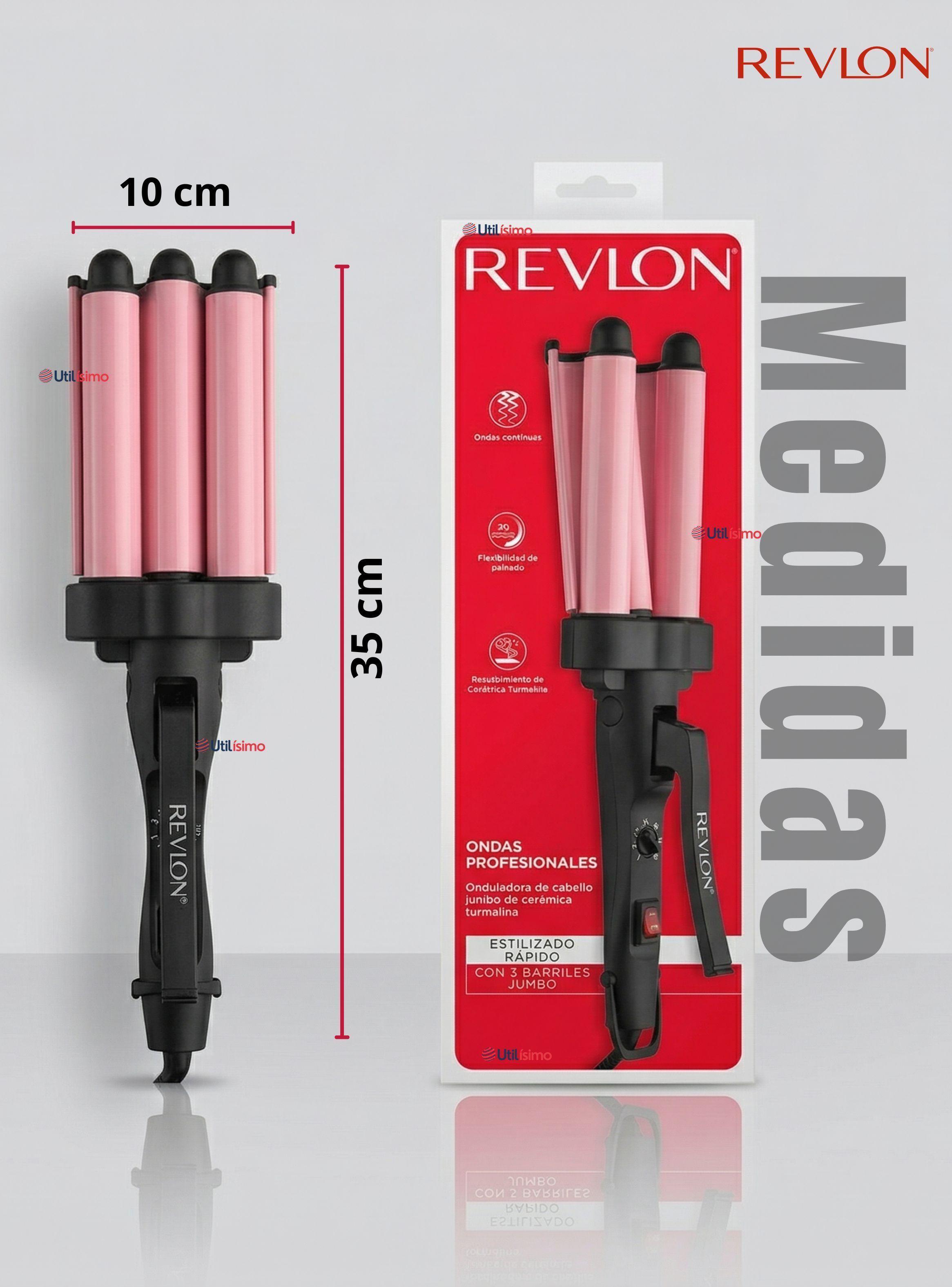 Onduladora De Pelo Revlon Waver Jumbo De 3 Barriles 120W de Color Rosa-2