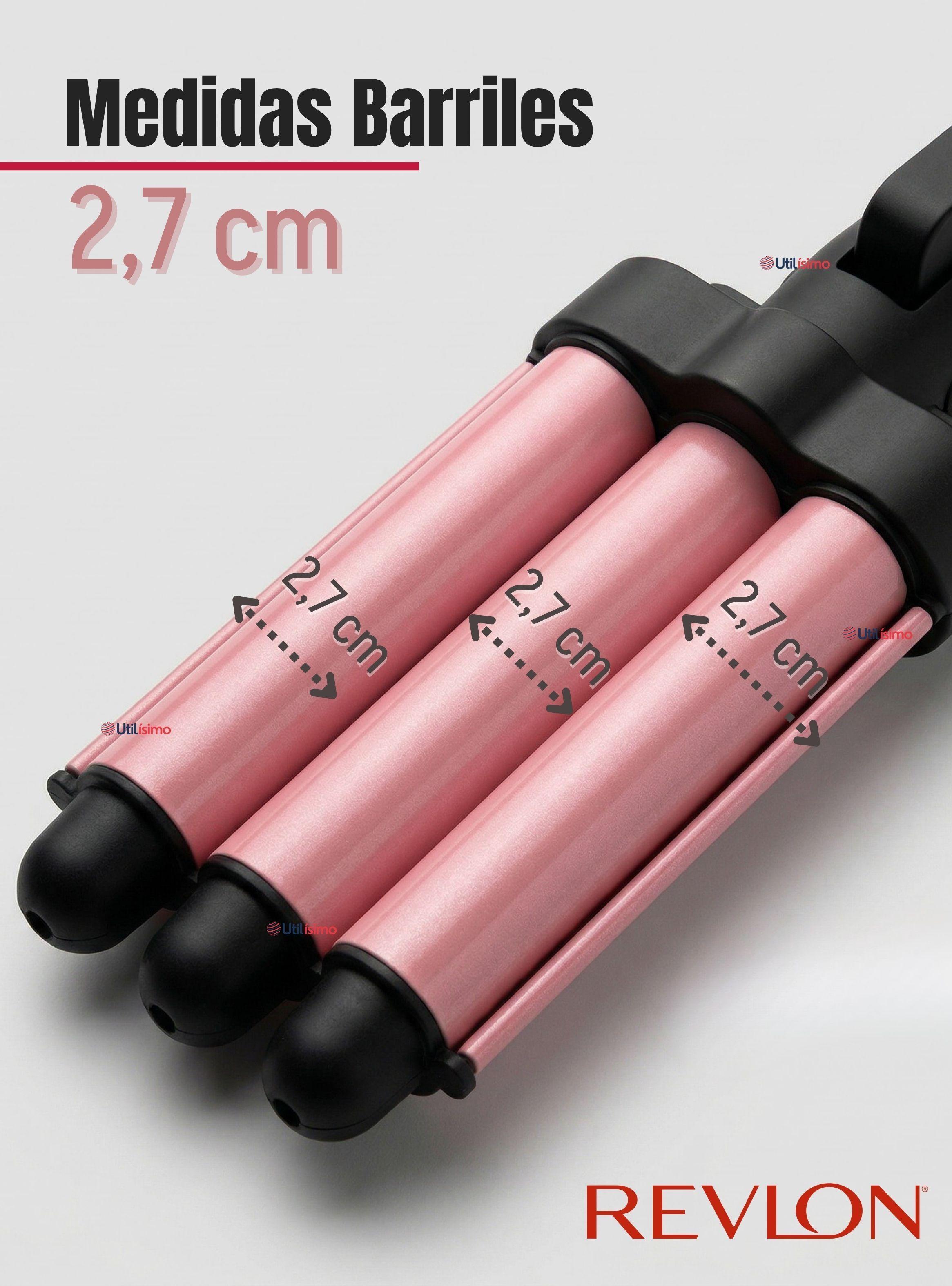 Onduladora De Pelo Revlon Waver Jumbo De 3 Barriles 120W de Color Rosa-3