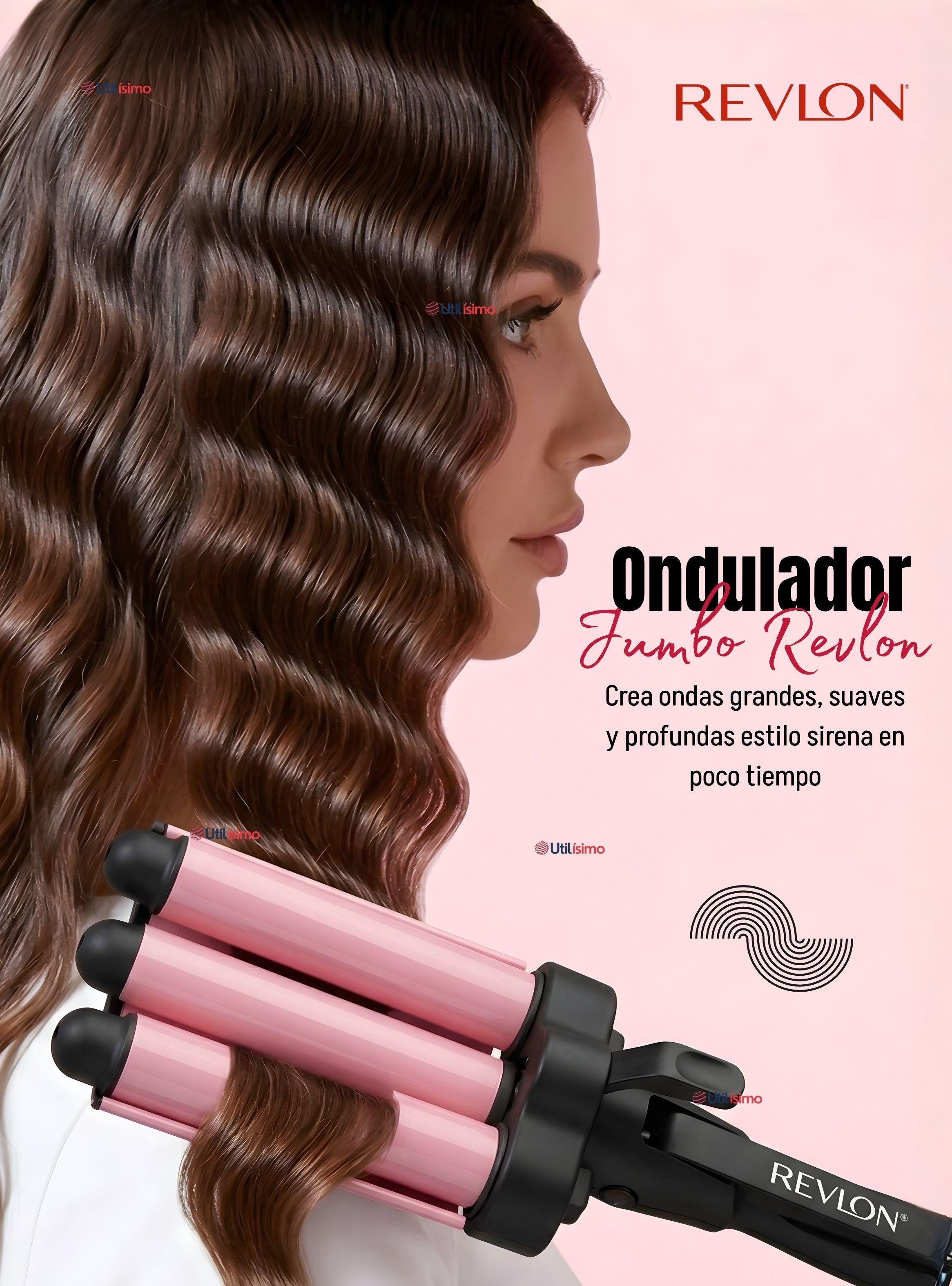 Onduladora De Pelo Revlon Waver Jumbo De 3 Barriles 120W de Color Rosa-4