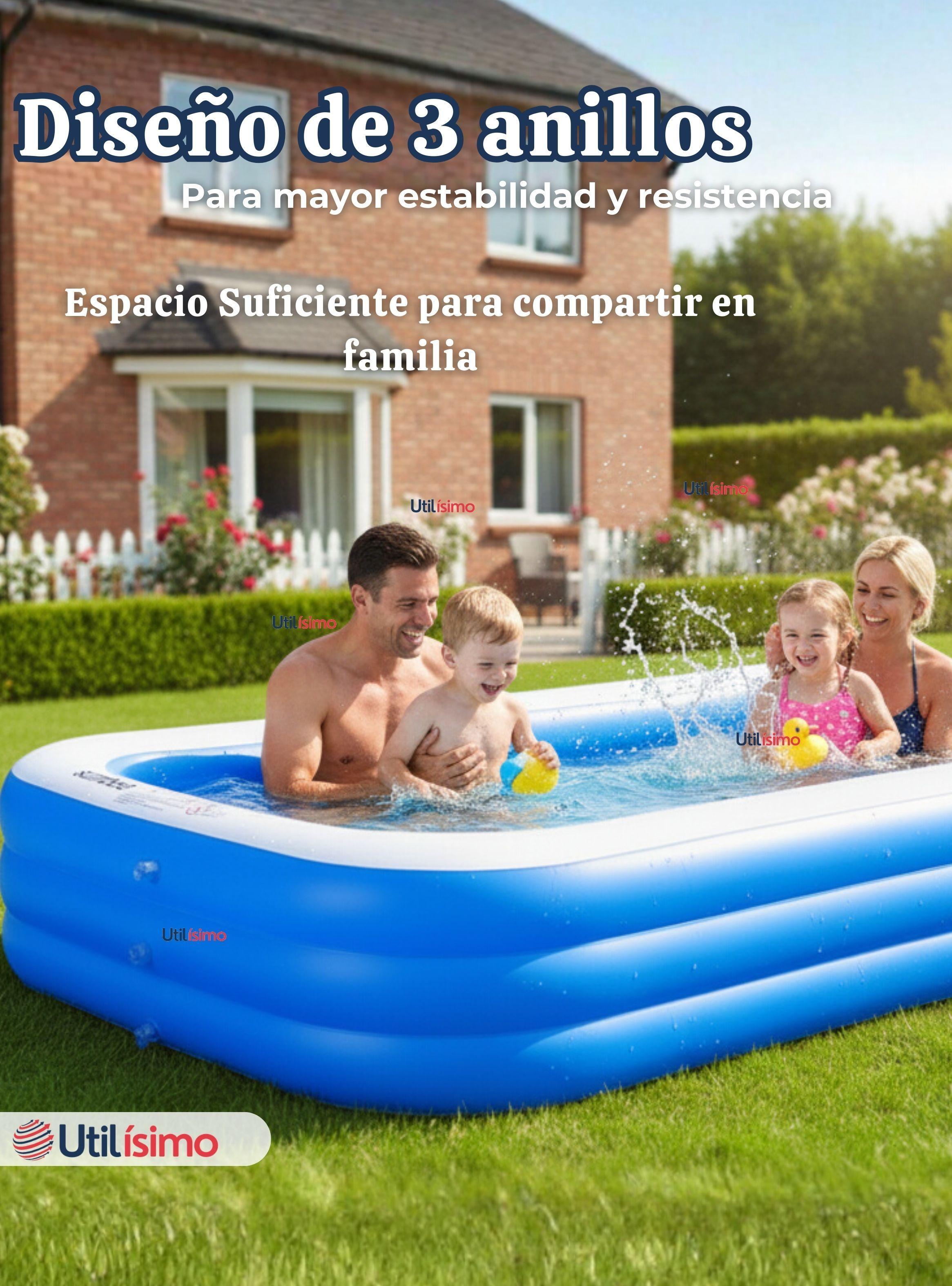 Piscina Inflable Rectangular 260x170x60 CM Azul-5
