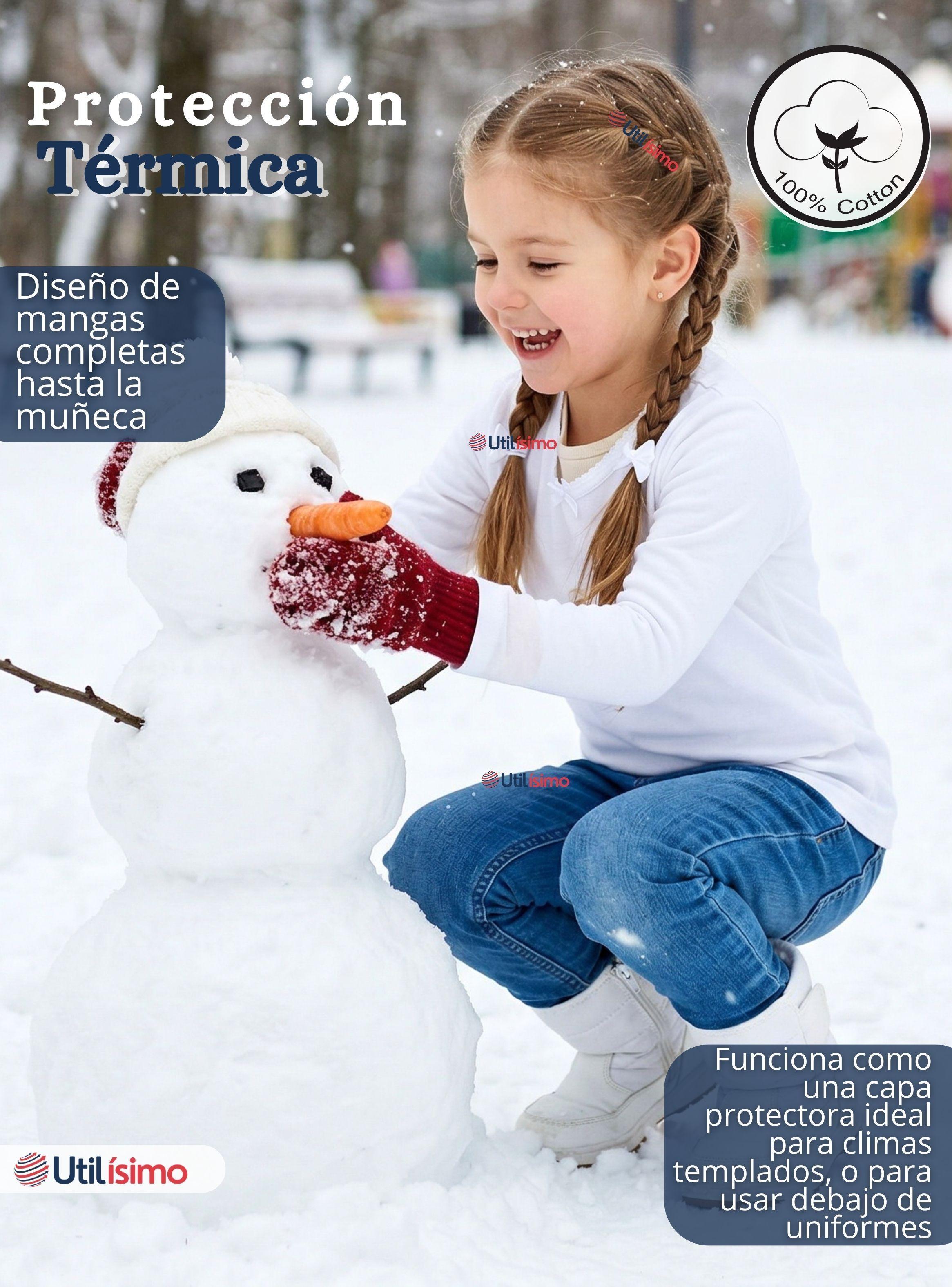 Camiseta Polera Algodón Cuello Redondo Blanca Primera Capa Manga Larga para Niñas-6