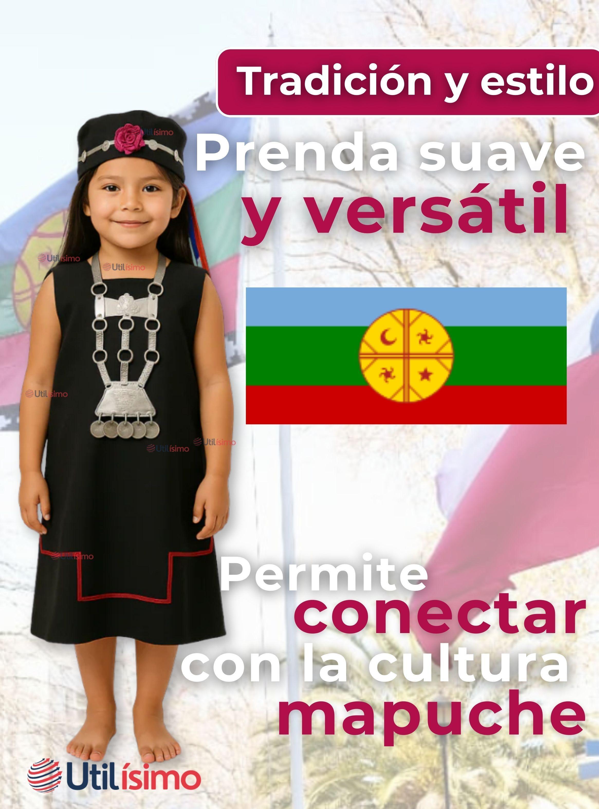Traje Mapuche Niñas Incluye Trapelacucha Vestimenta Típica fiestas Patrias -6