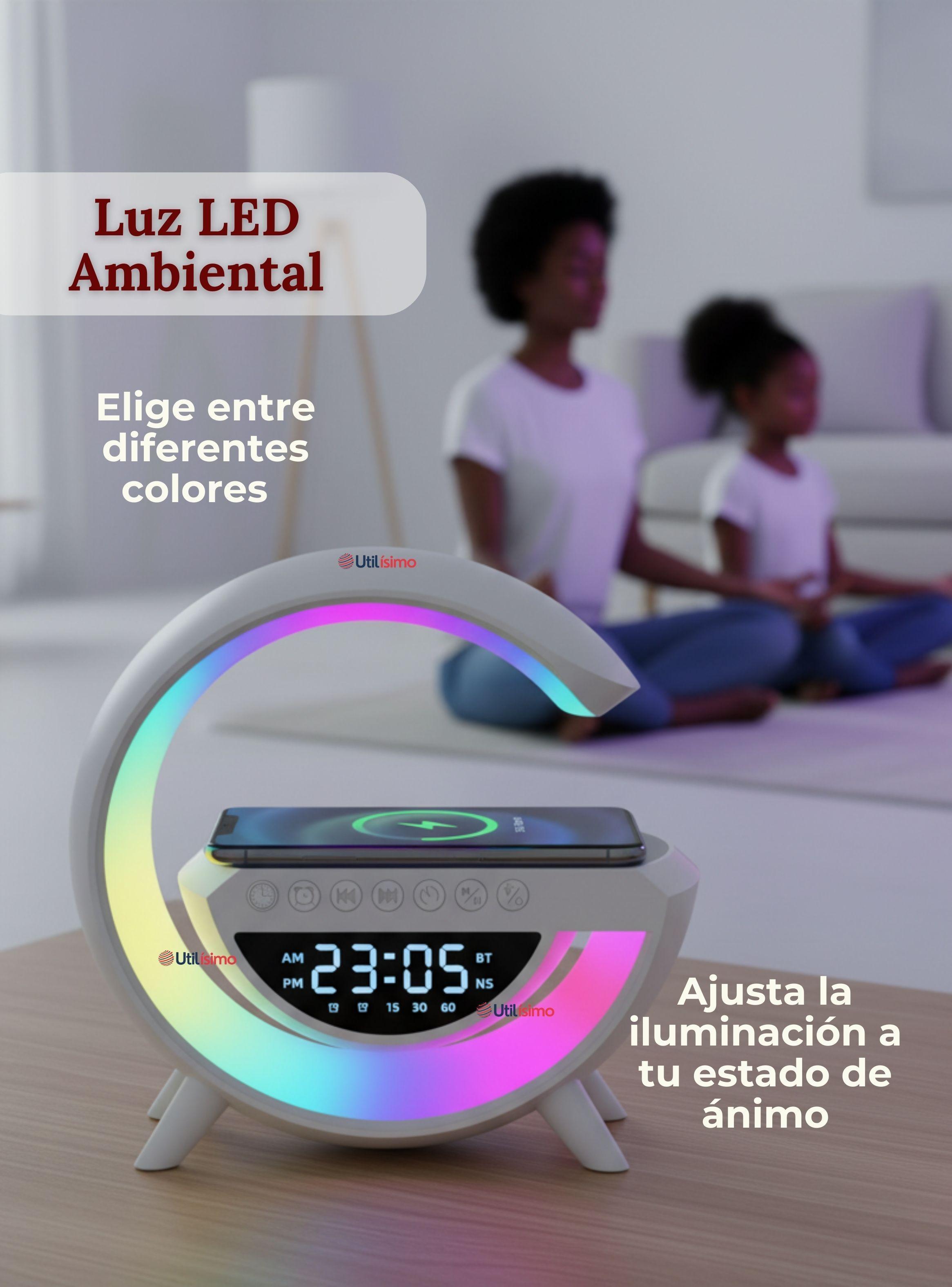 Lámpara Inteligente De Mesa Luces Bluetooth Cargador Reloj-3