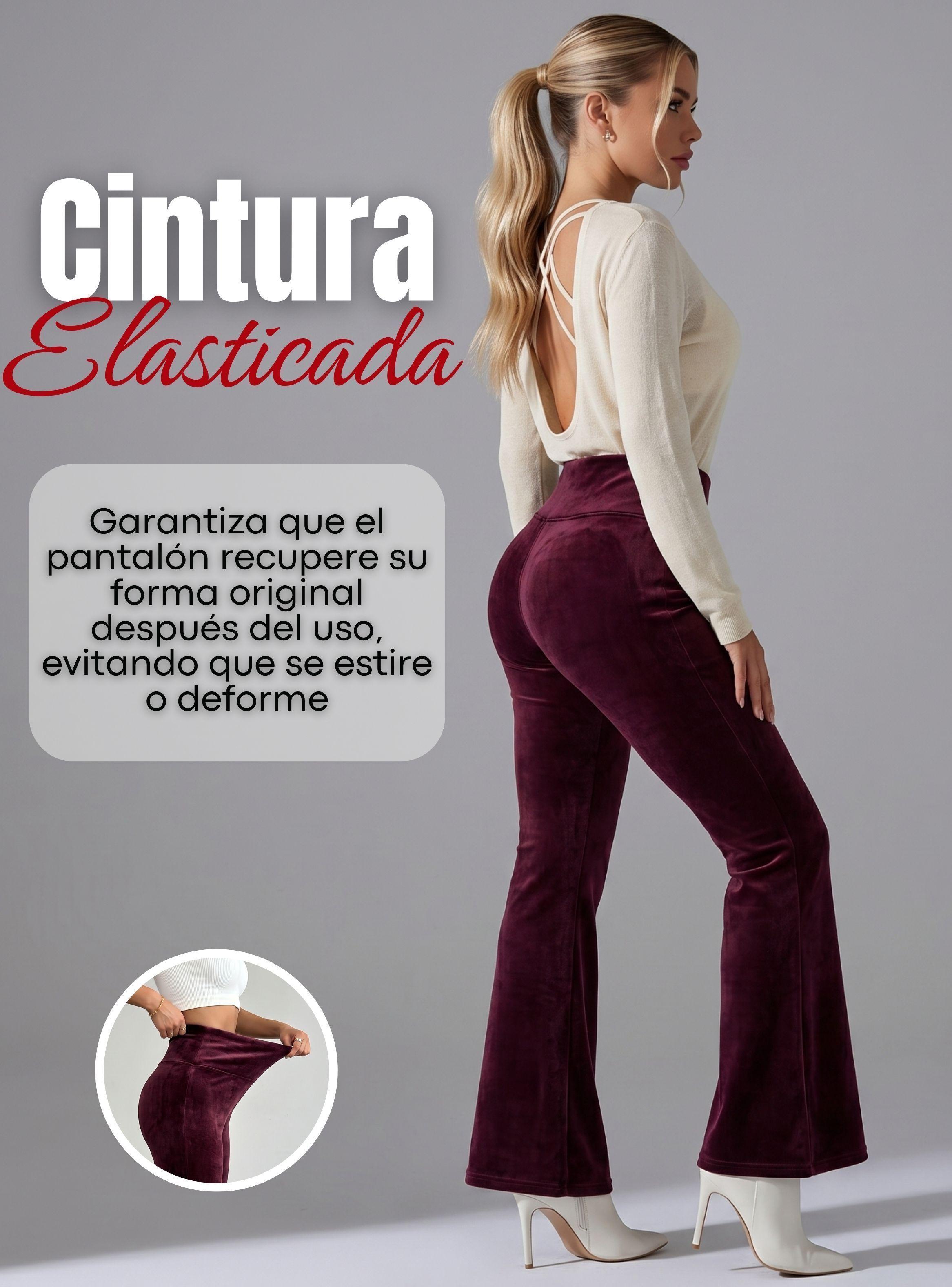Pantalón Cotelé Palazzo Polar Con Chiporro Burdeo Elasticado Térmico -7