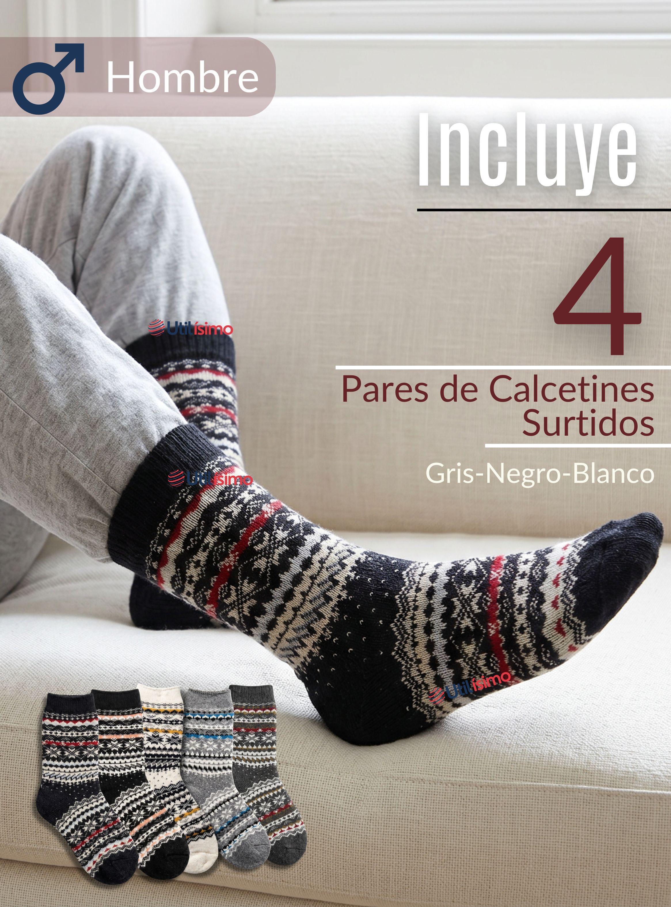 Pack 4 Calcetines Toalla Grueso Hombre Surtidos Frío Invierno-2