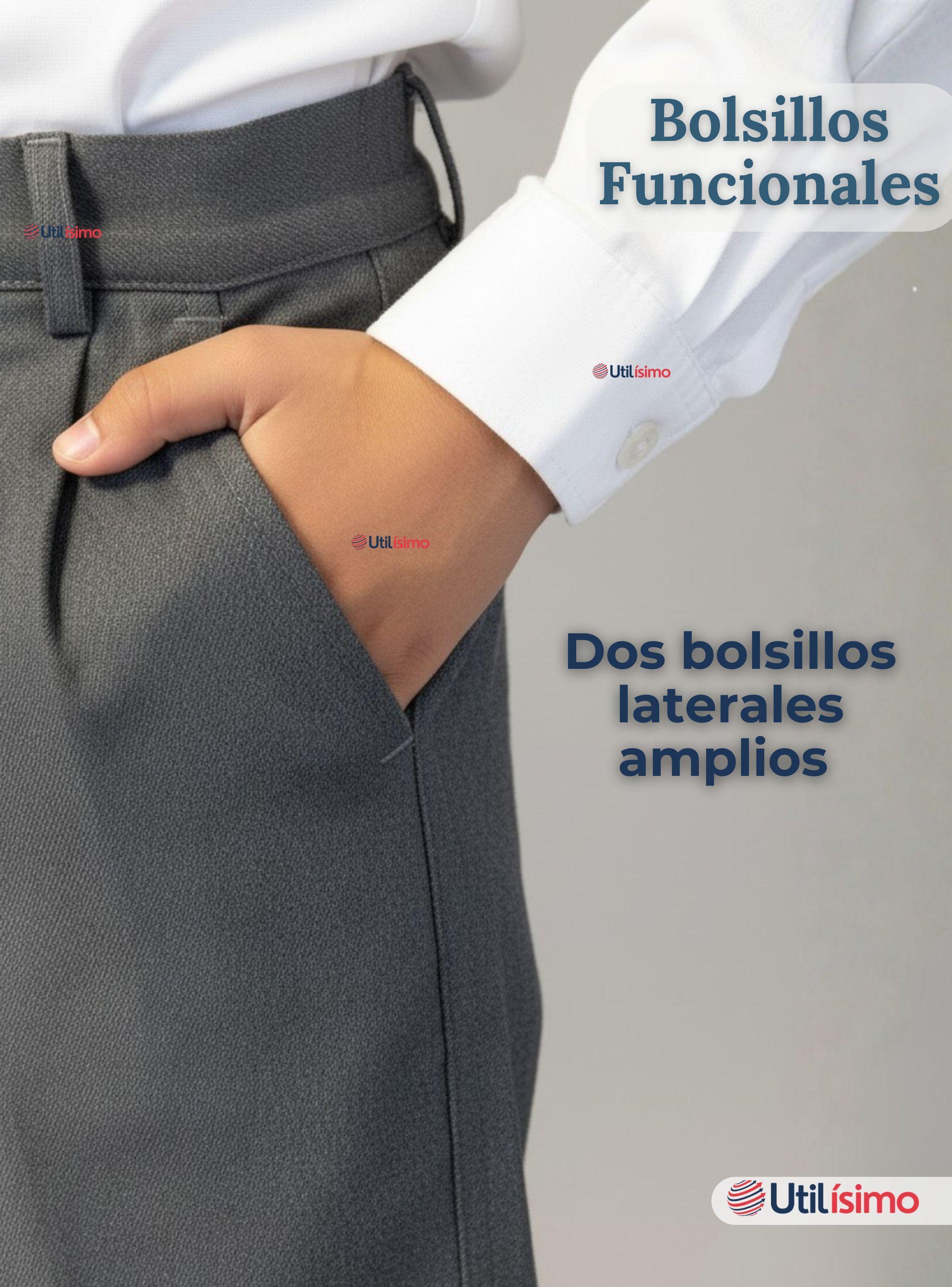 Pantalón Escolar Colegio Clásico de Color Gris para Niños -7