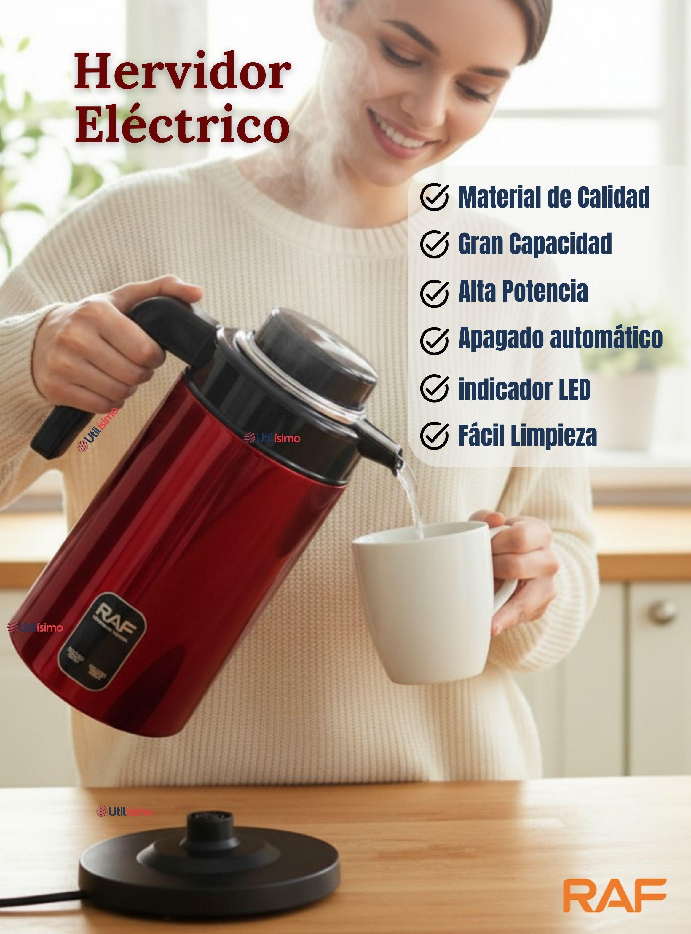Termo Hervidor Eléctrico RAF 1360W 2 Litros Color Rojo-2