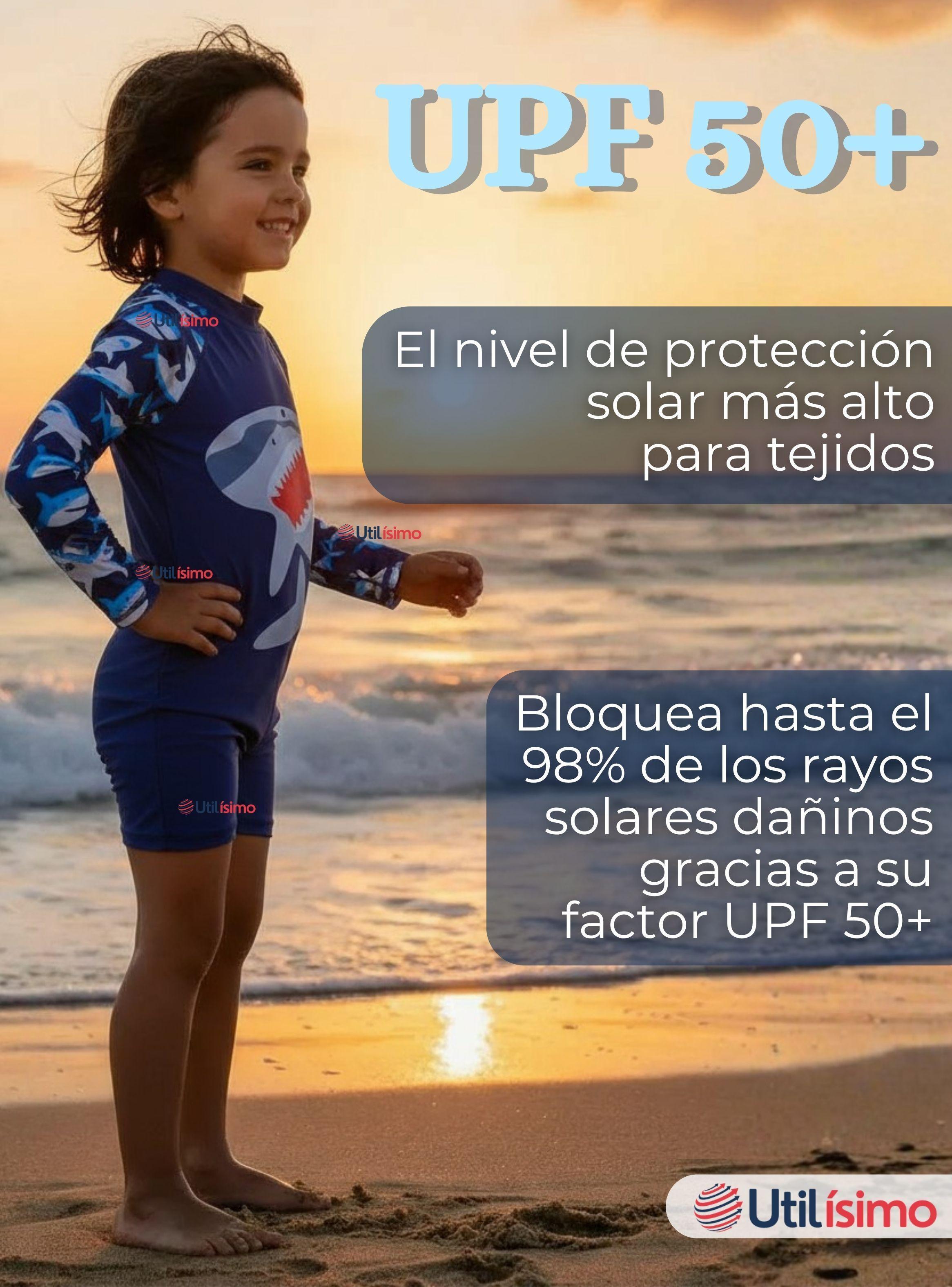 Traje de Baño Enterito Con Cremallera Manga Larga para Niño 2 a 6 años Blue Shark-4