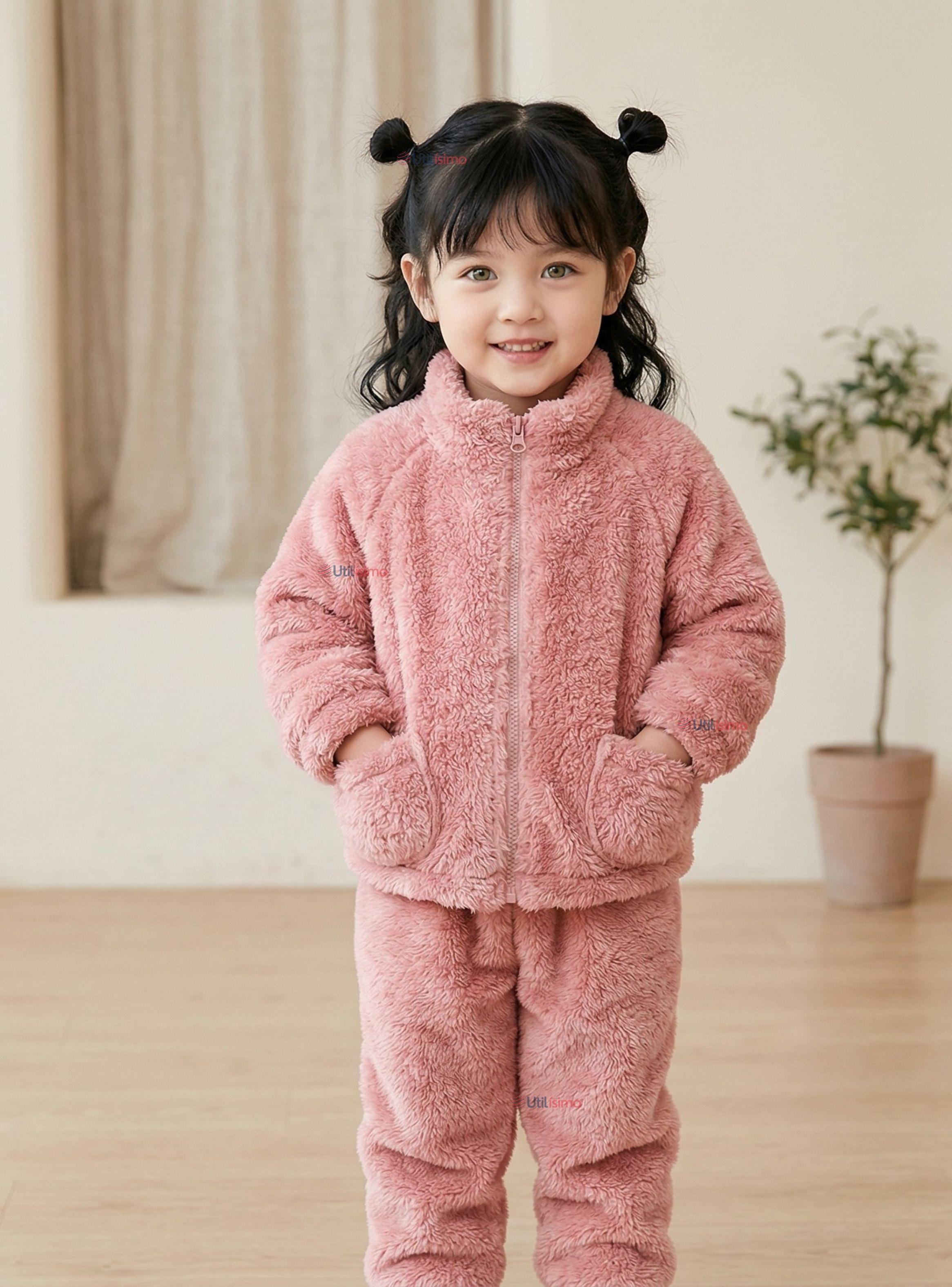 Conjunto 2 Piezas Buzo Polerón Pantalón Bebe Niña Poliéster Pink-1