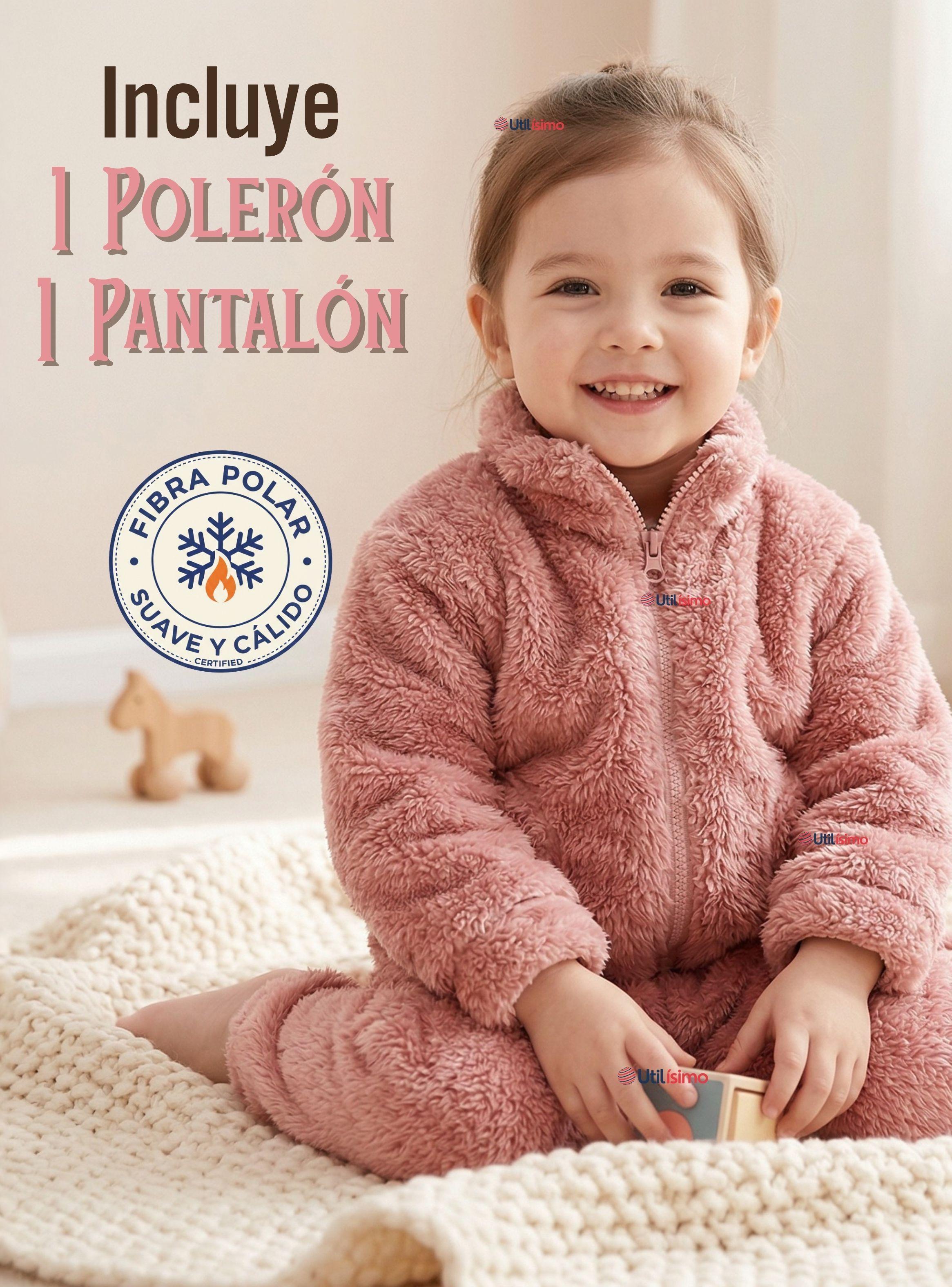 Conjunto 2 Piezas Buzo Polerón Pantalón Bebe Niña Poliéster Pink-3