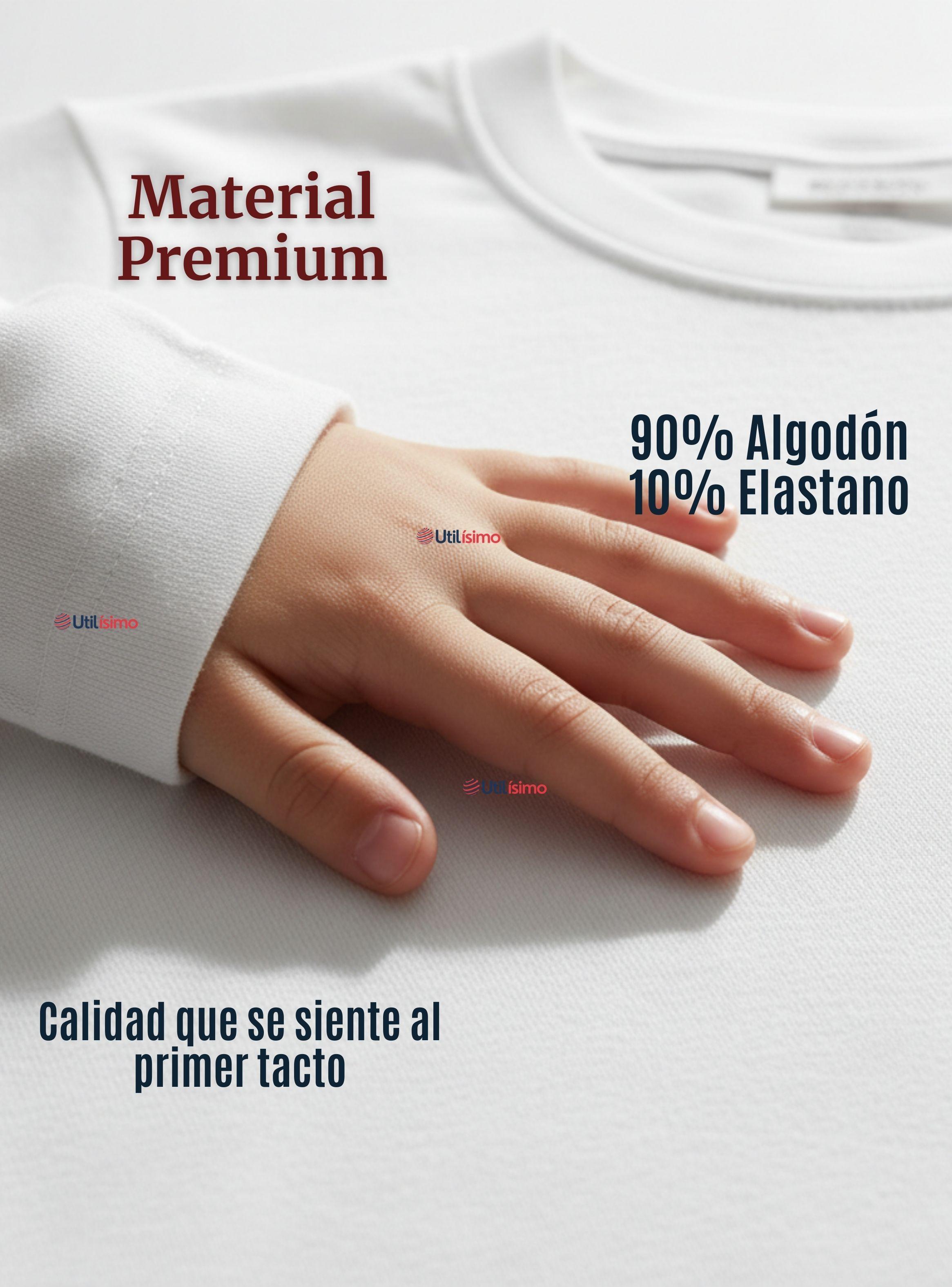 Camiseta Algodón Manga Larga Polera Primera Capa Color Blanco para Niños-4