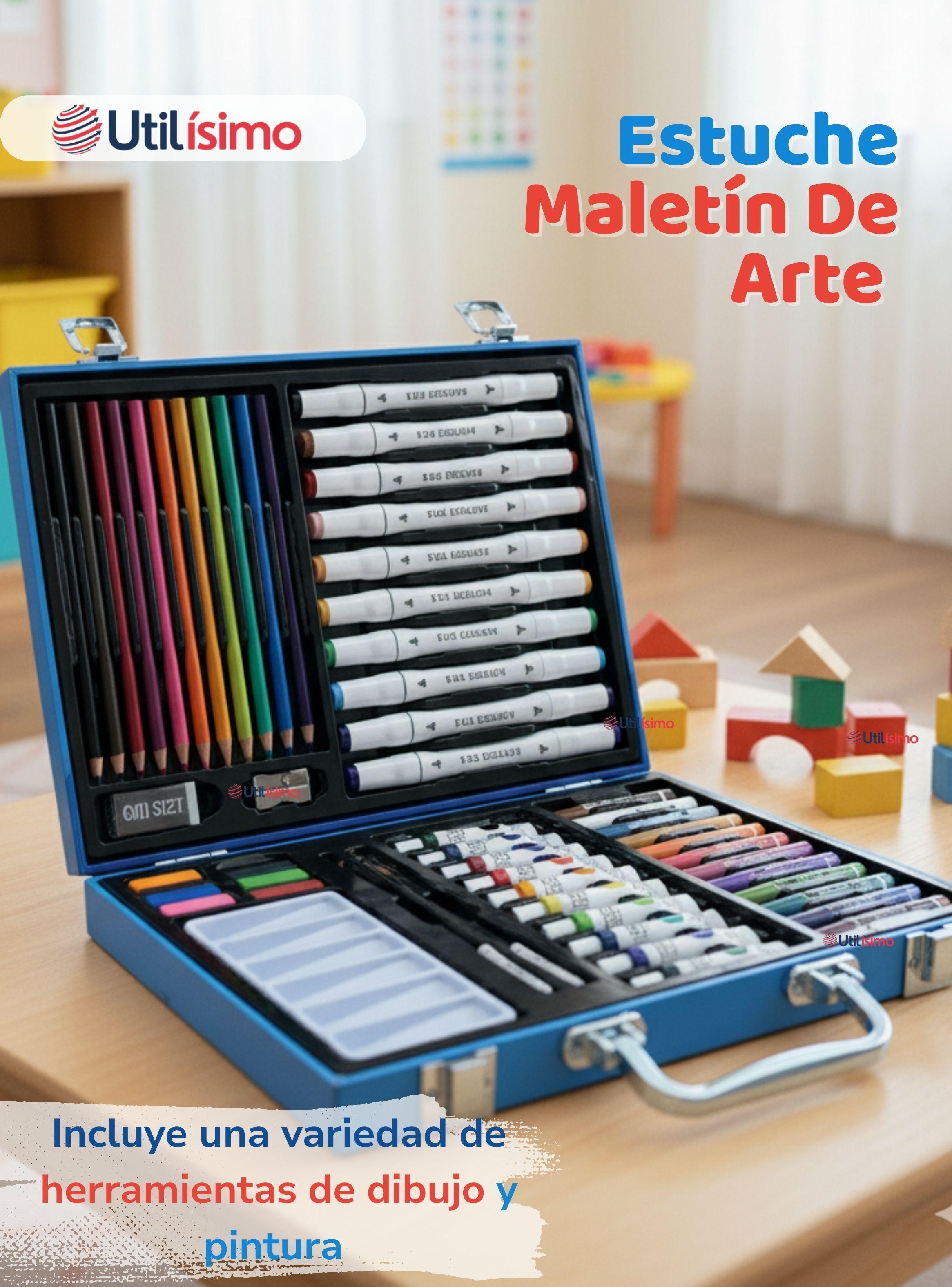 Maletín Set De Arte 53 Piezas Estuche Para Dibujar Pintar y Crear para Niños-4