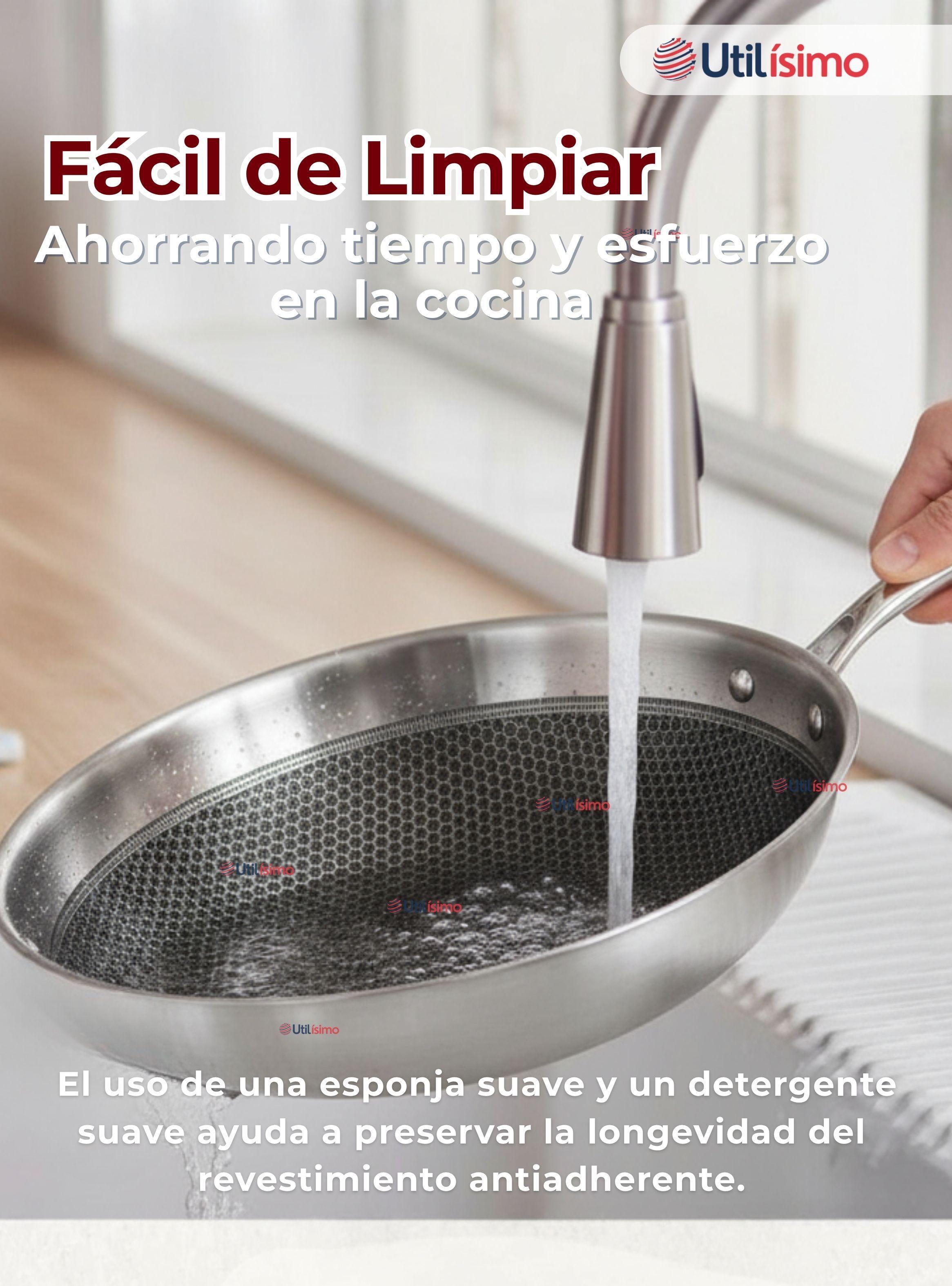 Sartén de Acero Inoxidable Antiadherente 28cm Para Cocinar Freír y Saltear-5