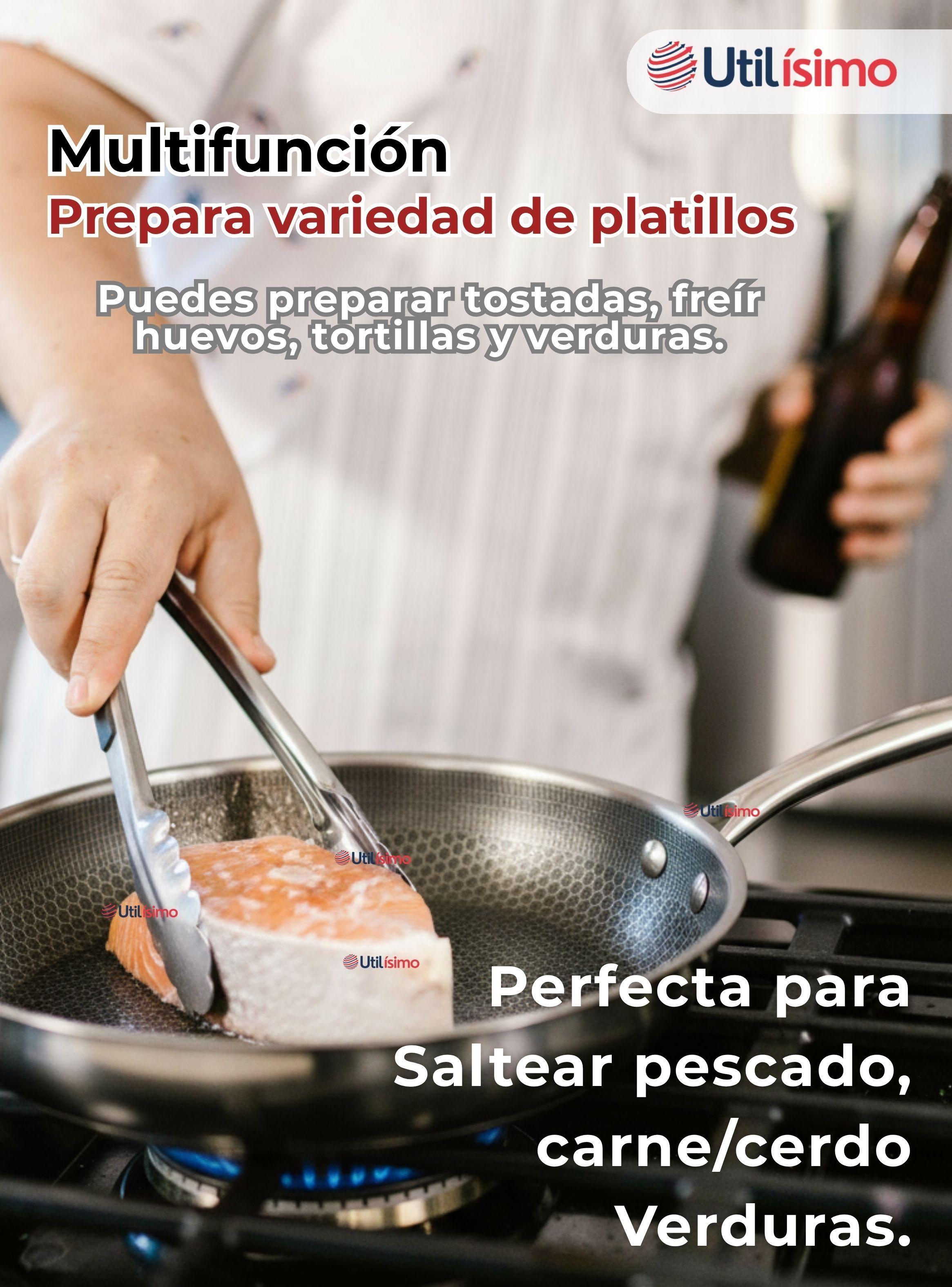 Sartén de Acero Inoxidable Antiadherente 28cm Para Cocinar Freír y Saltear-7
