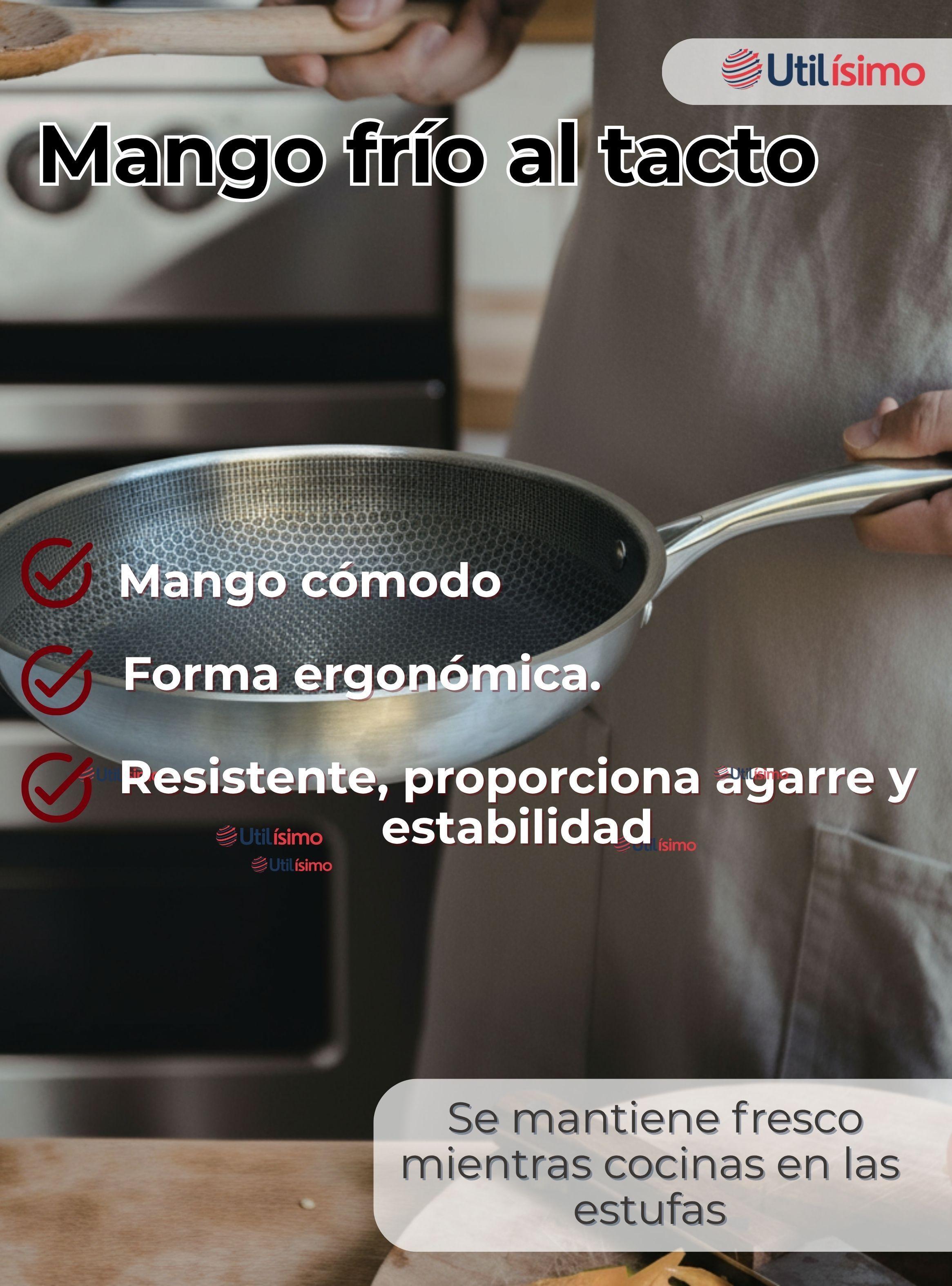 Sartén Acero Inoxidable Antiadherente 24cm +Cuchara Madera de Bambú-7