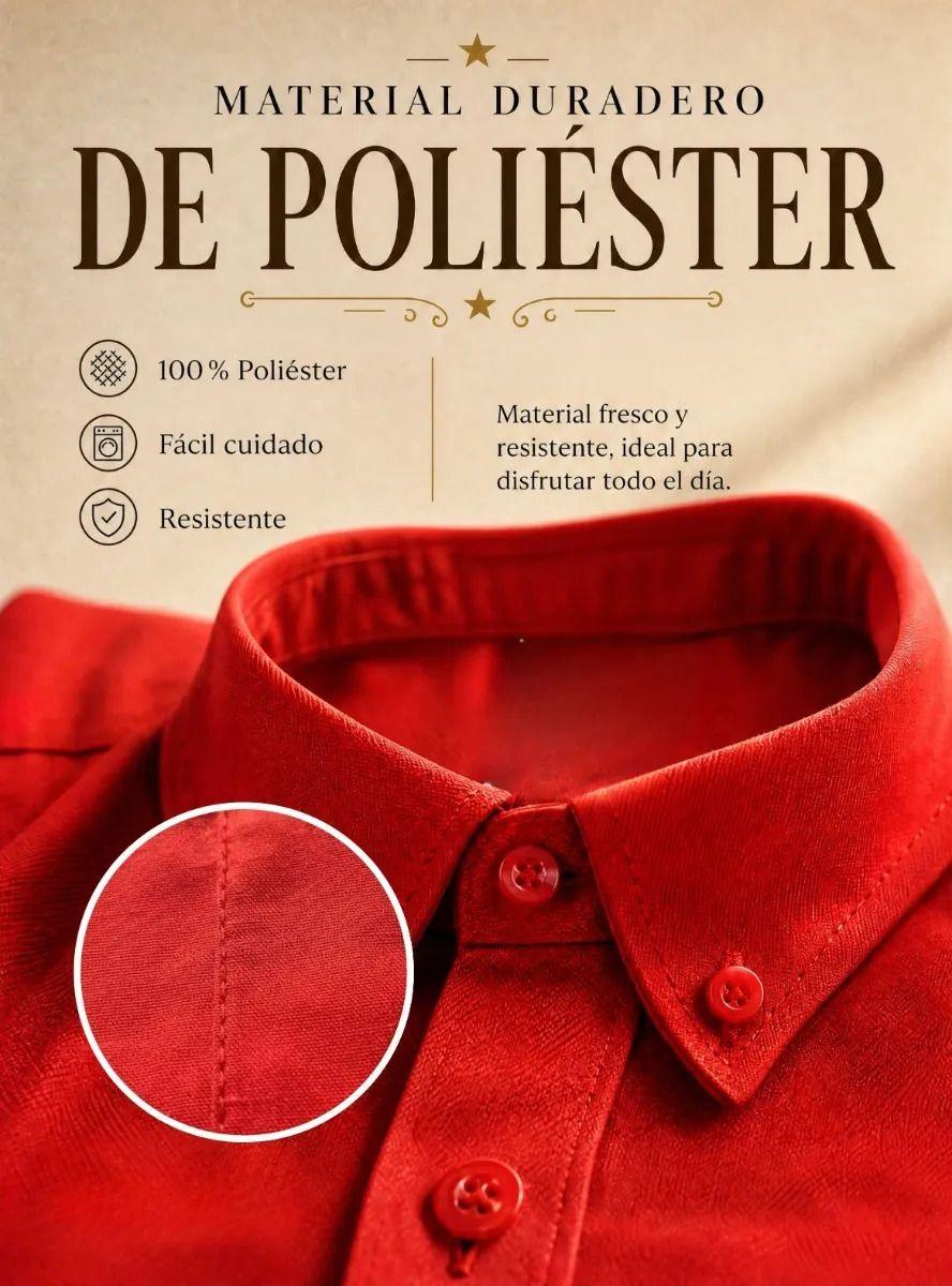 Camisa Roja Clásica Regular Fit Casual Manga Larga Hombre-8