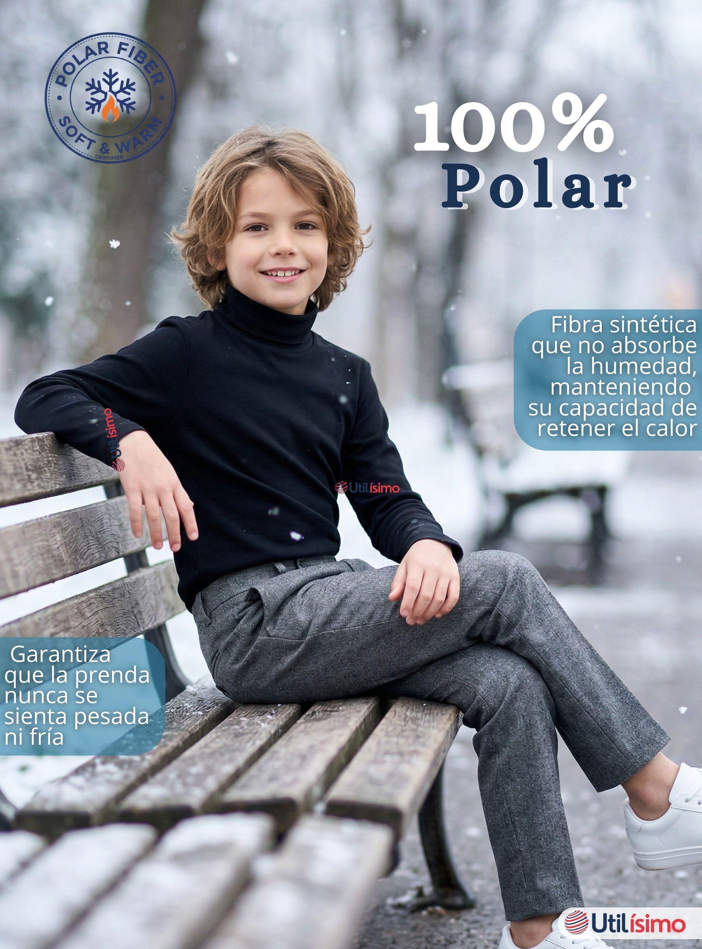 Pack 3 Poleras Camisetas Polar Negra Primera Capa Beatle Manga Larga para Niños-3