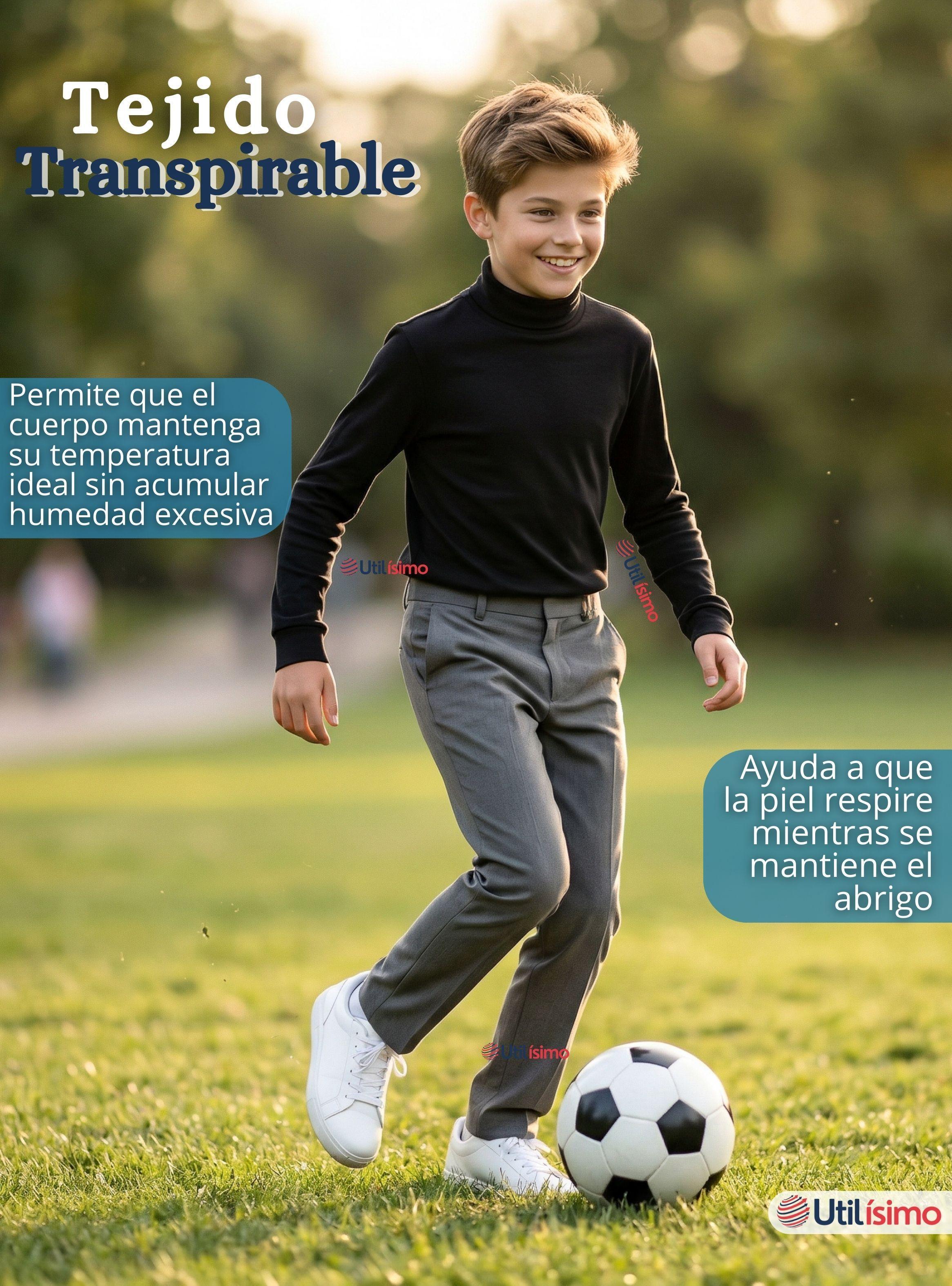 Pack 3 Poleras Camisetas Polar Negra Primera Capa Beatle Manga Larga para Niños-7