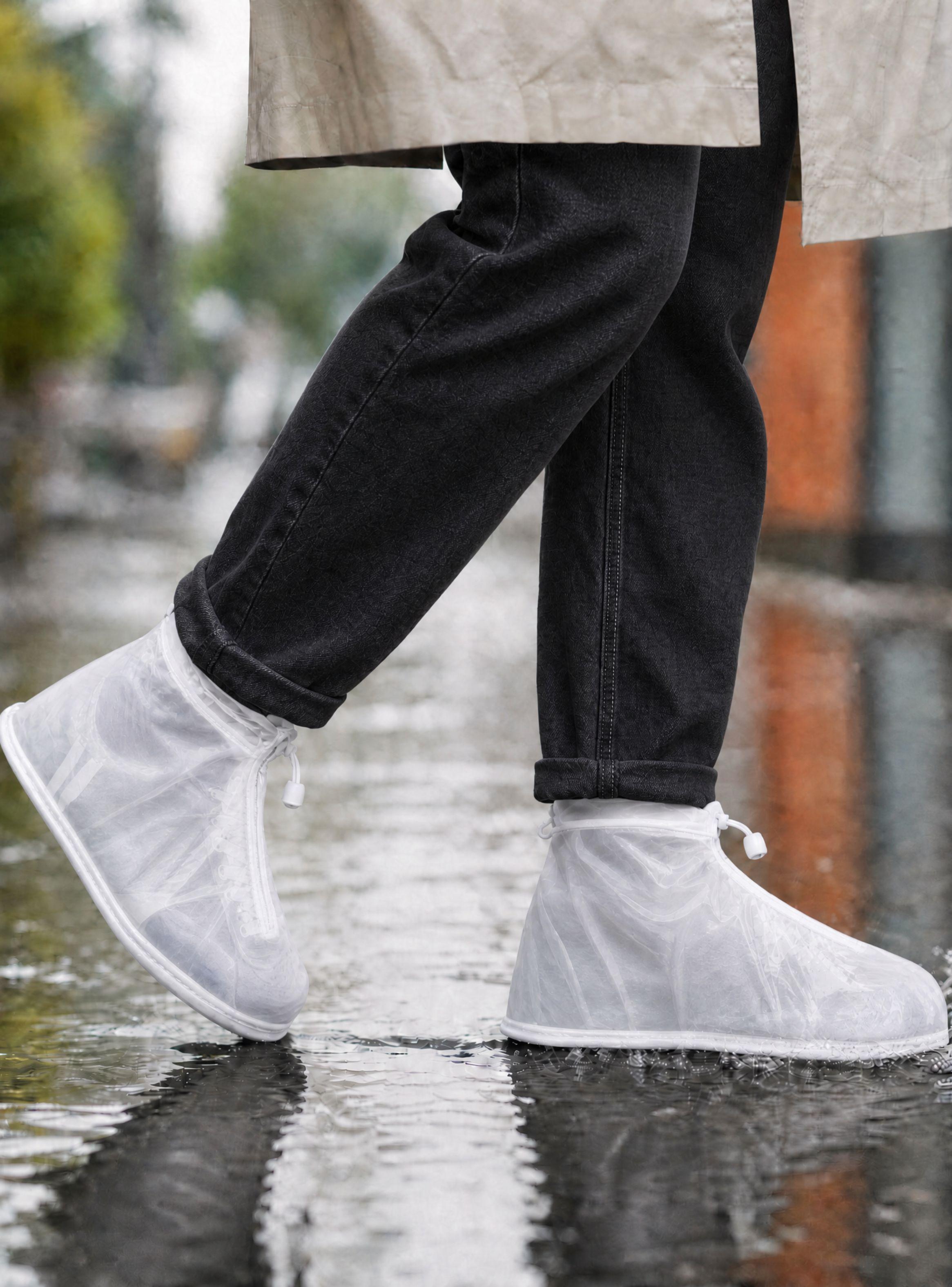 Fundas Cubre Calzado Impermeables Aislante Lluvia 1 Par Blanco Hombre-0