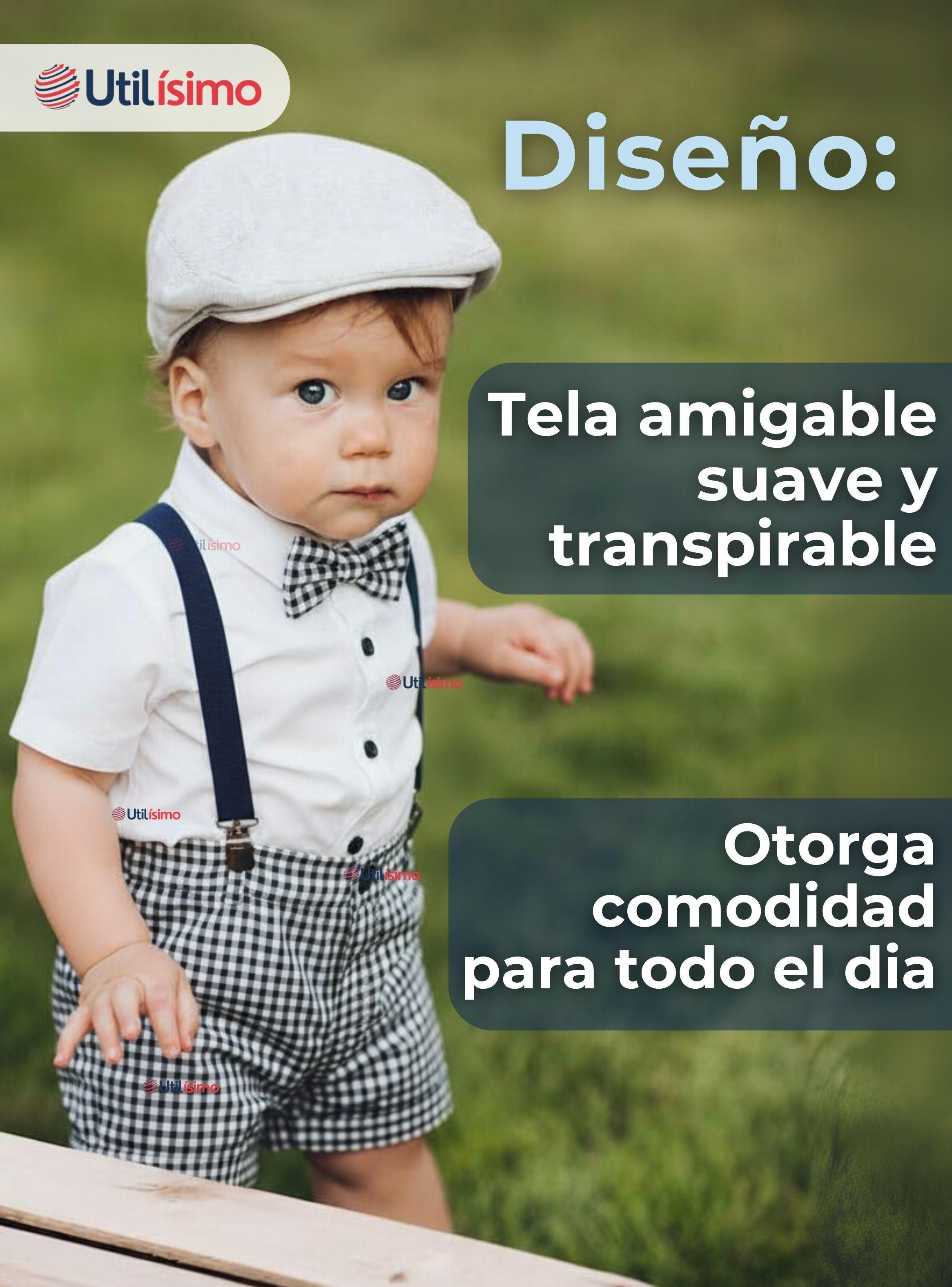 Conjunto De Vestir Con Tirantes Camisa Pantalón Corto Algodón Bebé-4