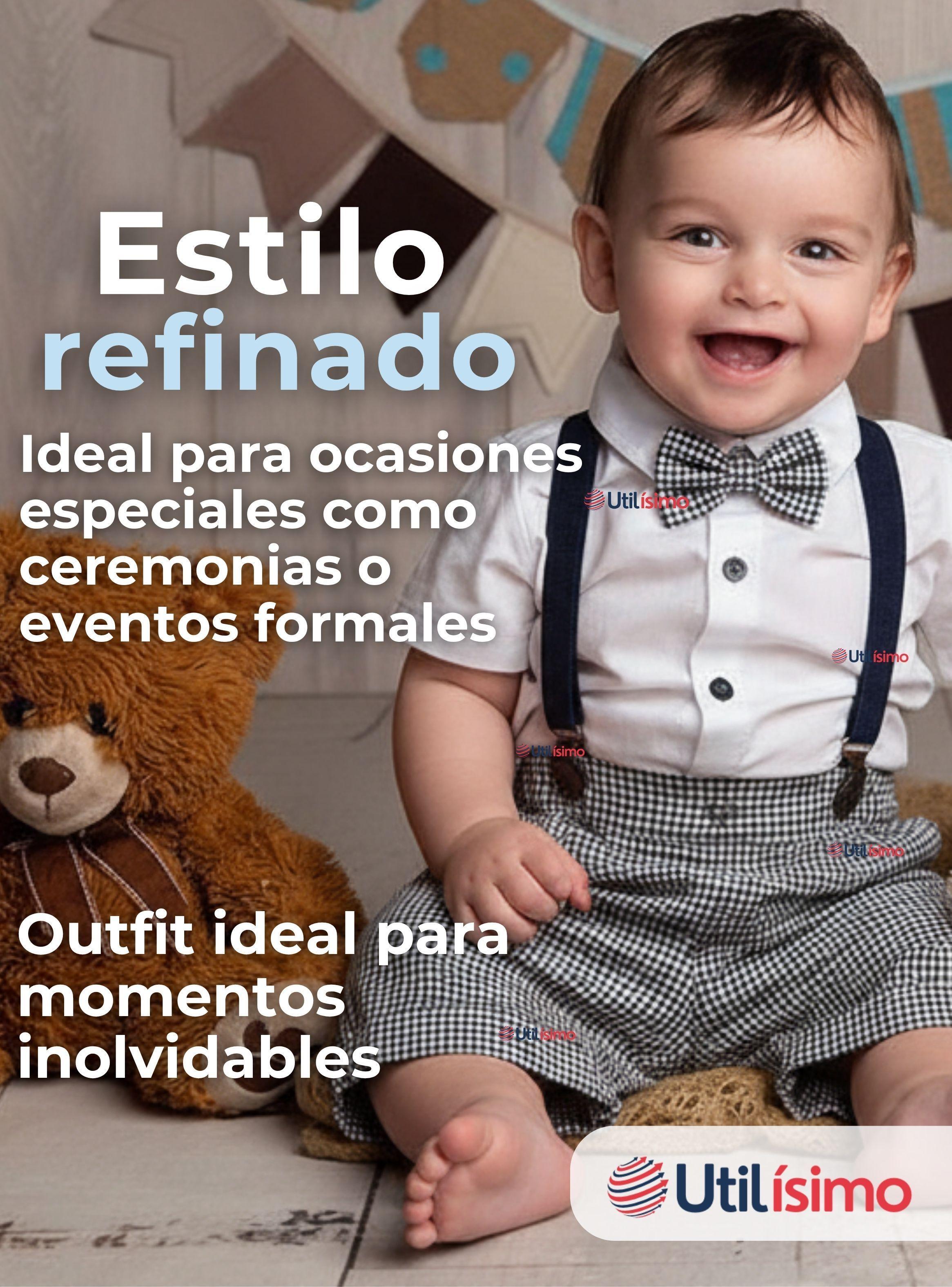 Conjunto De Vestir Con Tirantes Camisa Pantalón Corto Algodón Bebé-5