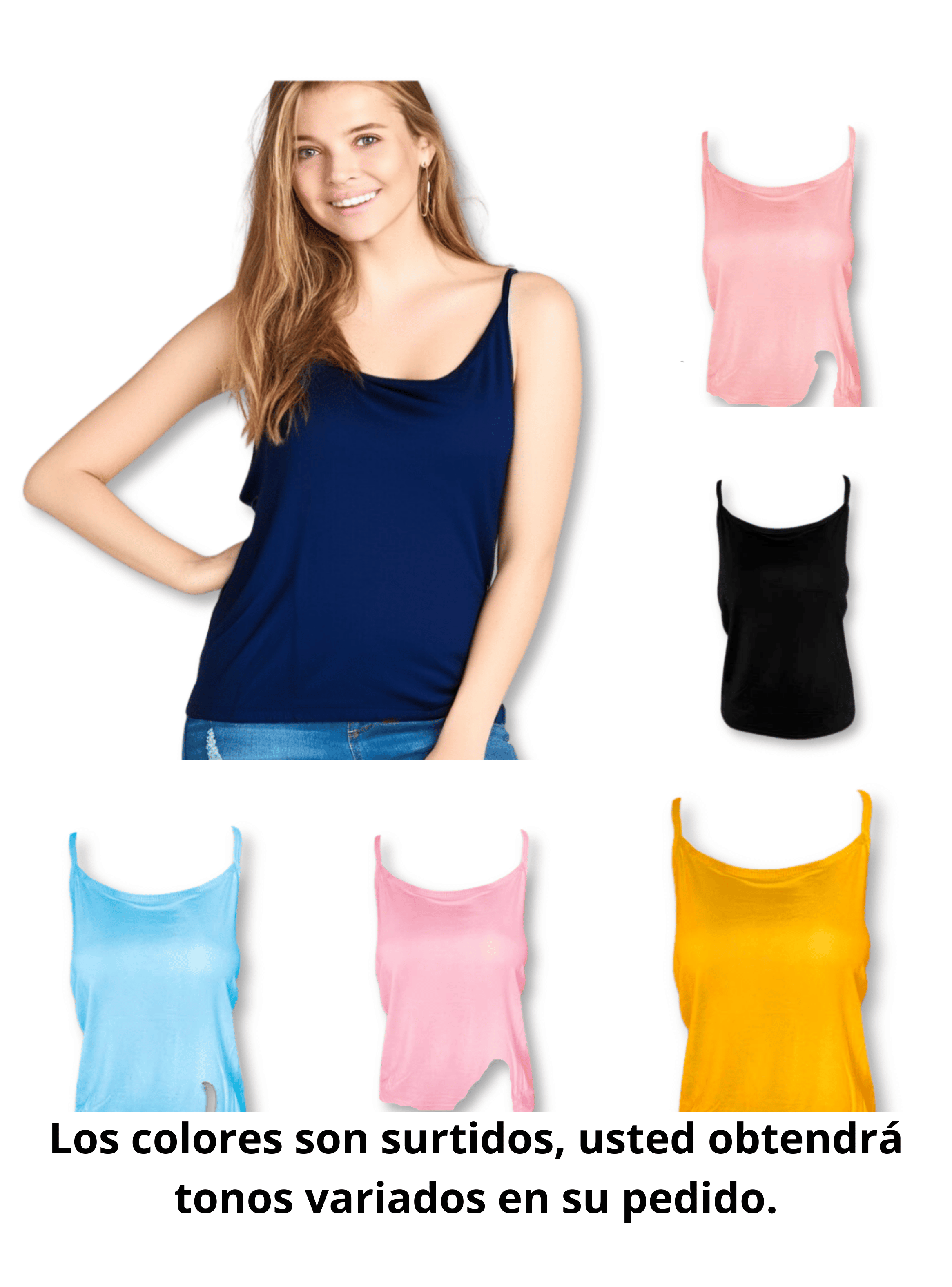 Pack 6 Poleras Mujer Sin Mangas Fibra Bambú Pabilo Colores Surtidos-3