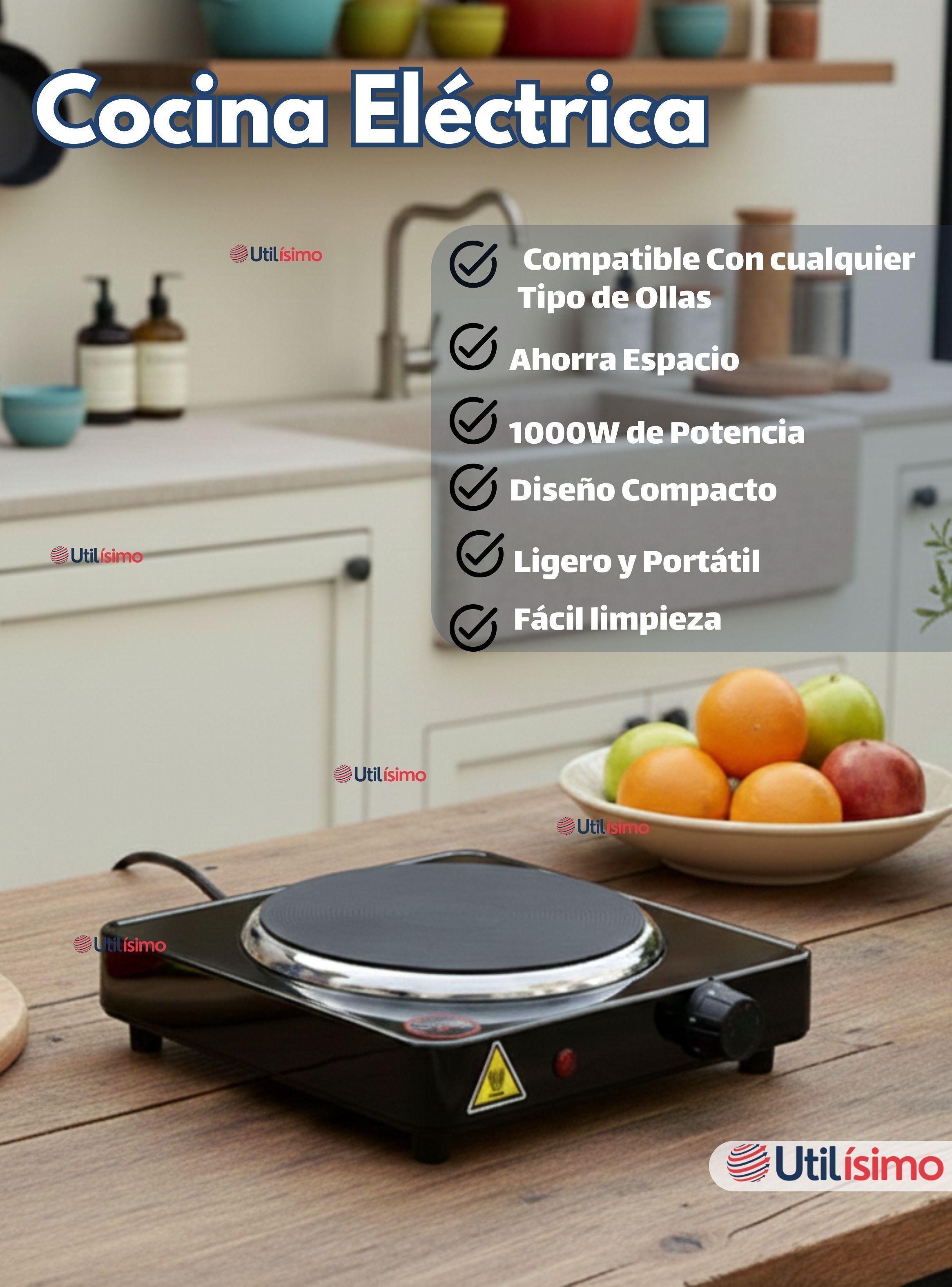 Cocina Eléctrica de 1 Plato Encimera 1000W Potencia Color Negro-2