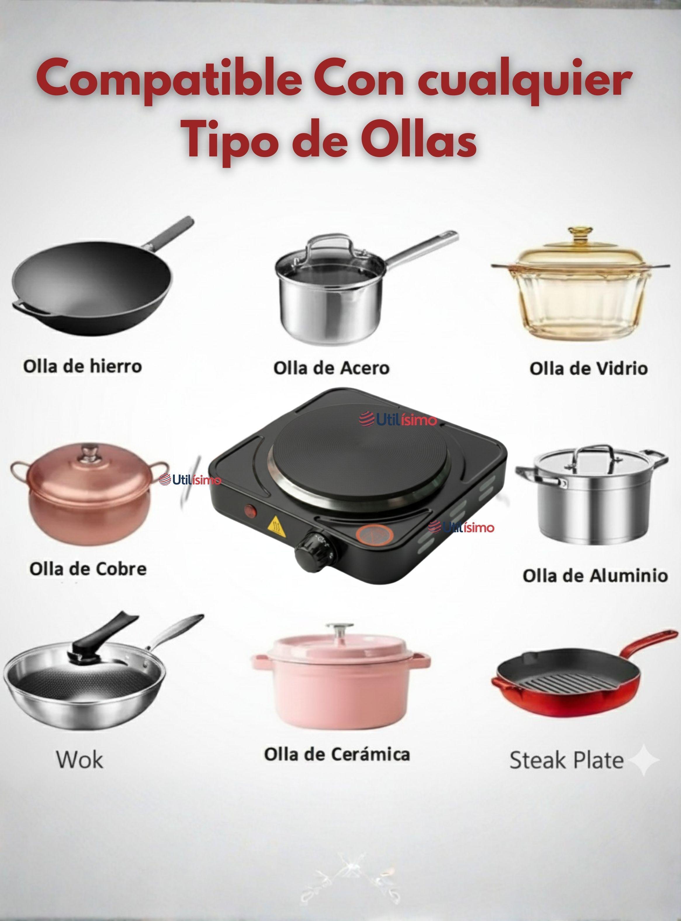 Cocina Eléctrica de 1 Plato Encimera 1000W Potencia Color Negro-3