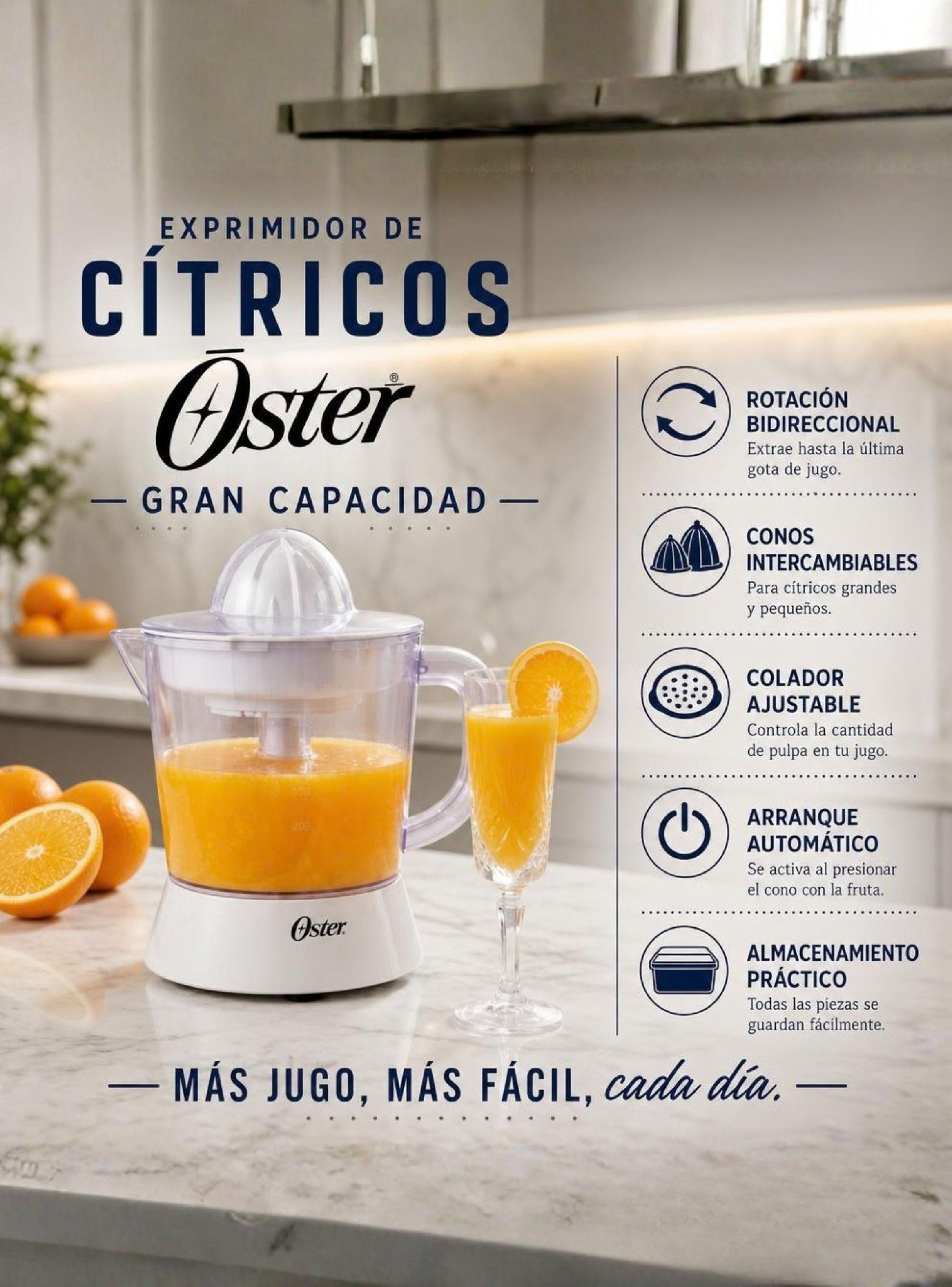 Exprimidor De Cítricos Oster® Blanco Rotación Bidireccional FPSTJU407W-3