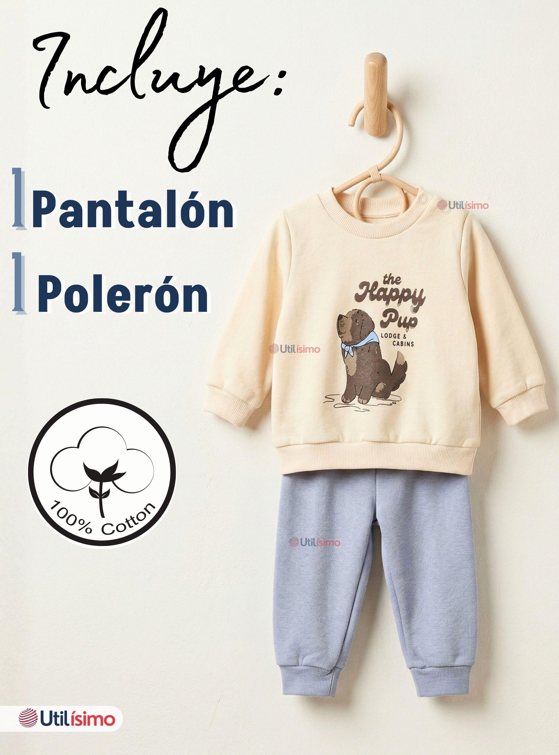 Conjunto 2 Piezas Buzo Pantalón Y Polerón Algodón Beige Bebé Niño-2