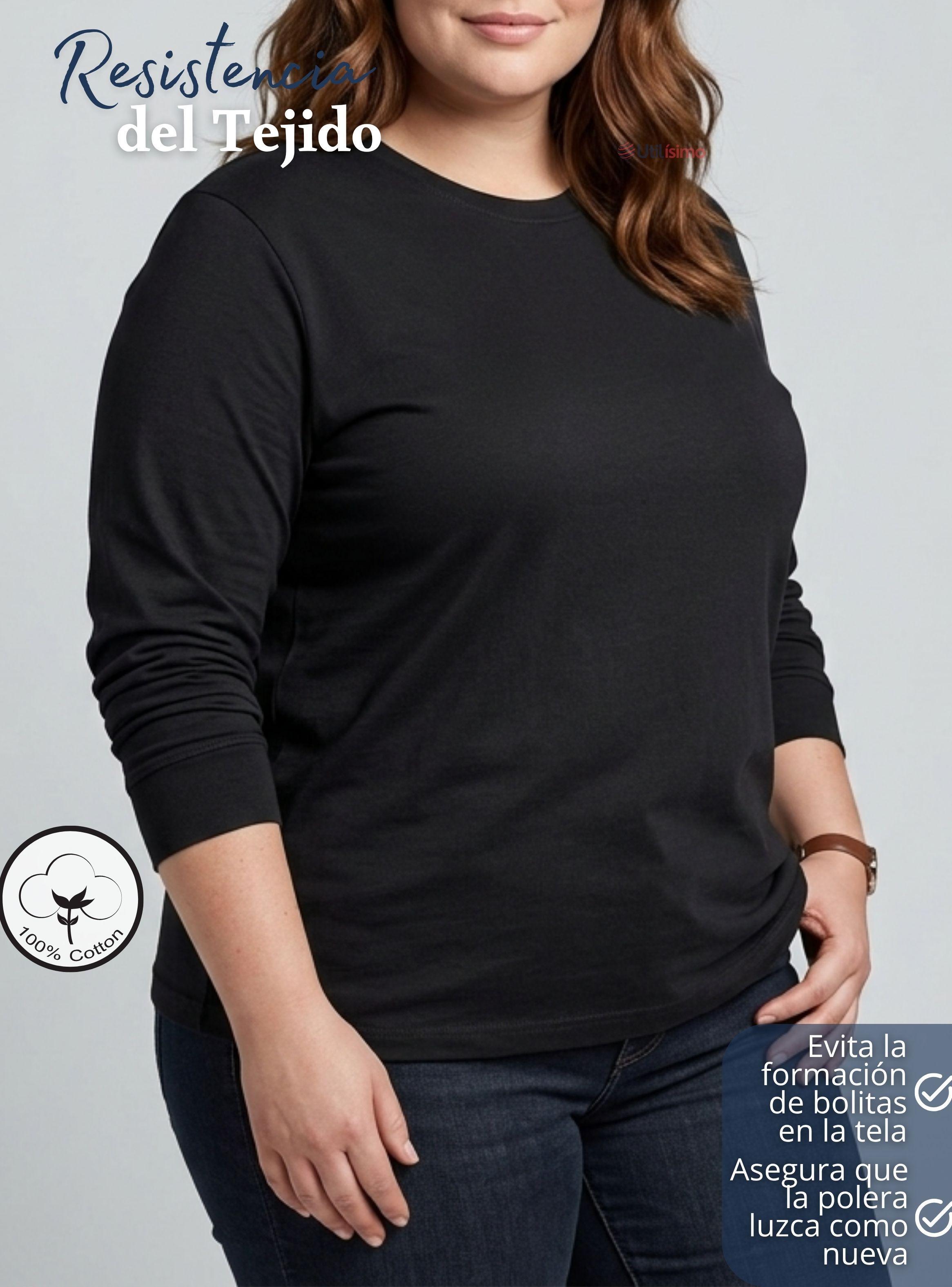 Camiseta Polera Algodón Basico Oversize Mujer Manga Larga Primera Capa-5