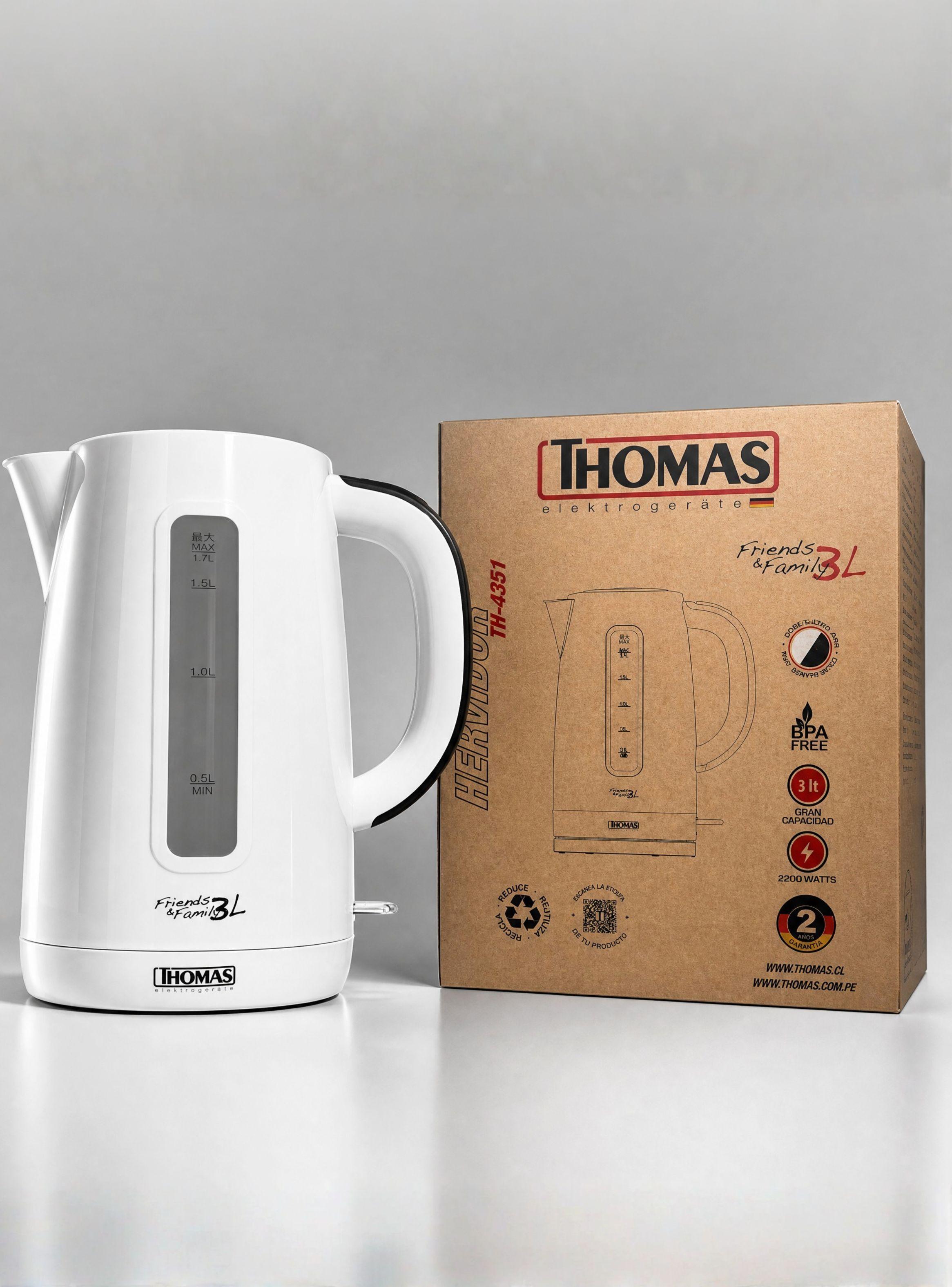 Hervidor Eléctrico Thomas 3Lt de Alta Potencia Tecnologia Alemana Blanco-0