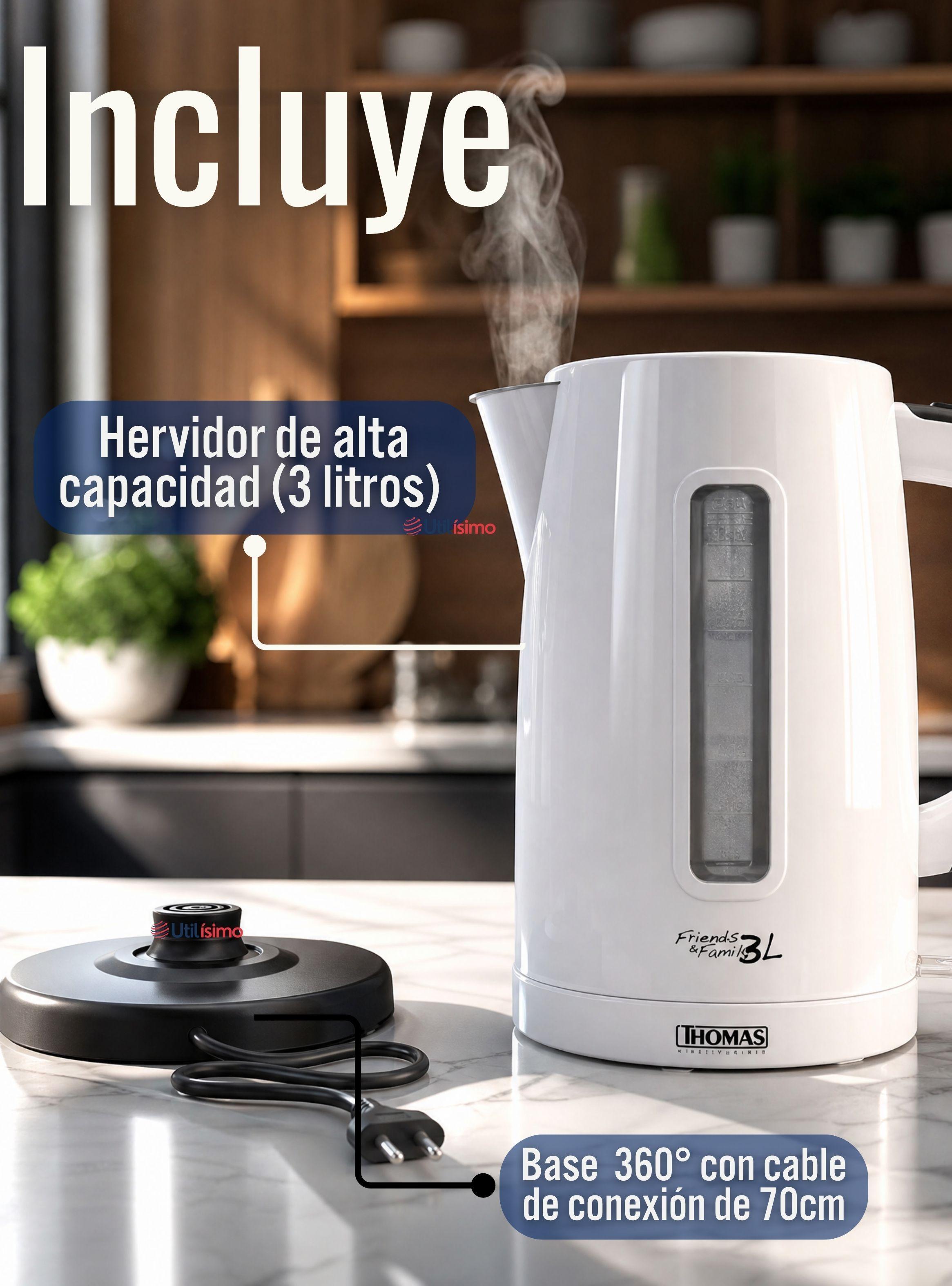 Hervidor Eléctrico Thomas 3Lt de Alta Potencia Tecnologia Alemana Blanco-2