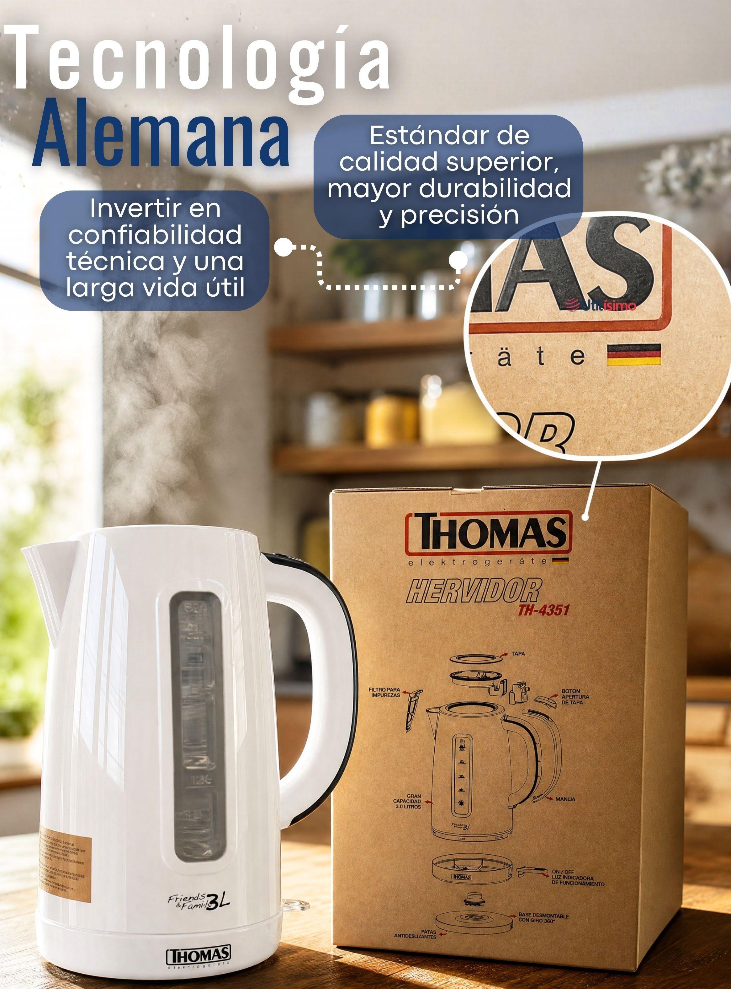 Hervidor Eléctrico Thomas 3Lt de Alta Potencia Tecnologia Alemana Blanco-6