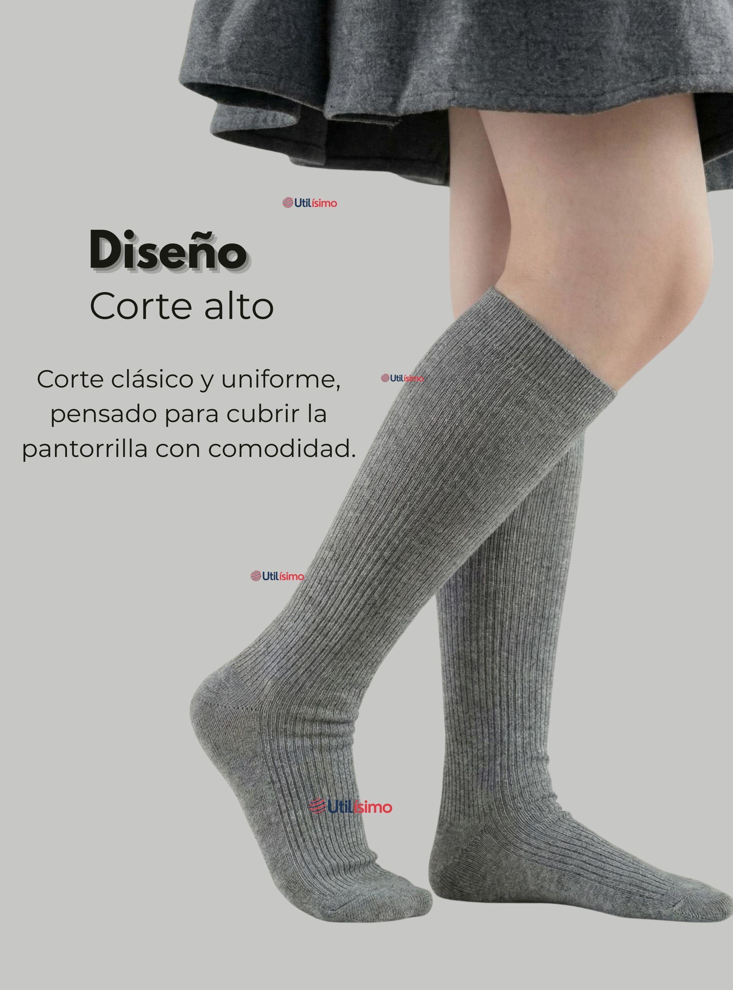 Pack 3 Calcetines Escolares Largo Bambú Color Gris para Niñas-2