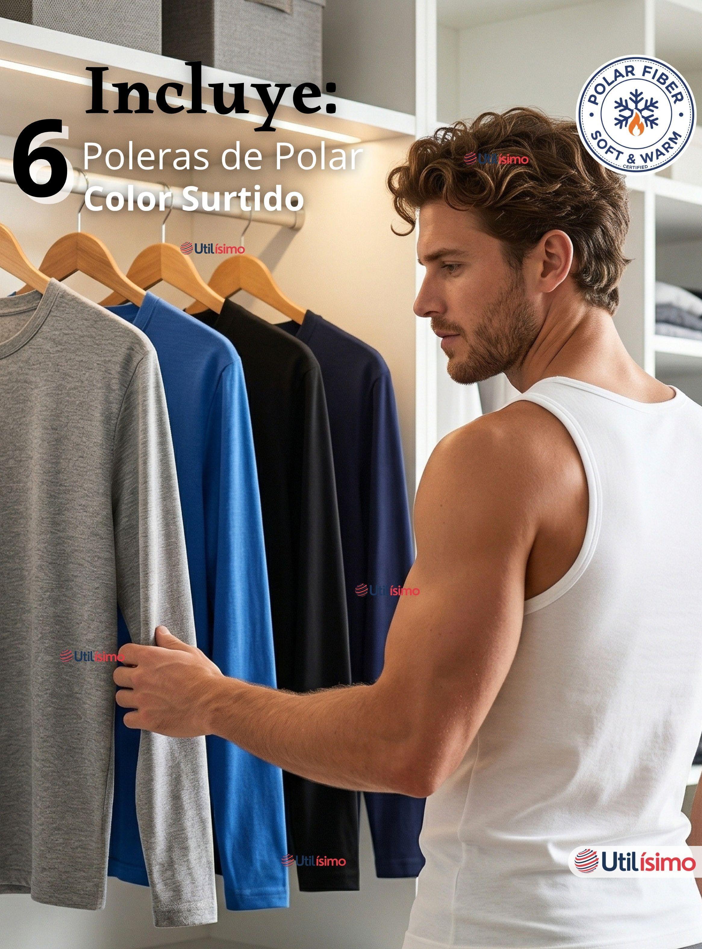 Pack 6 Camisetas Poleras Polar Primera Capa Manga Larga Color Surtido Hombre-2