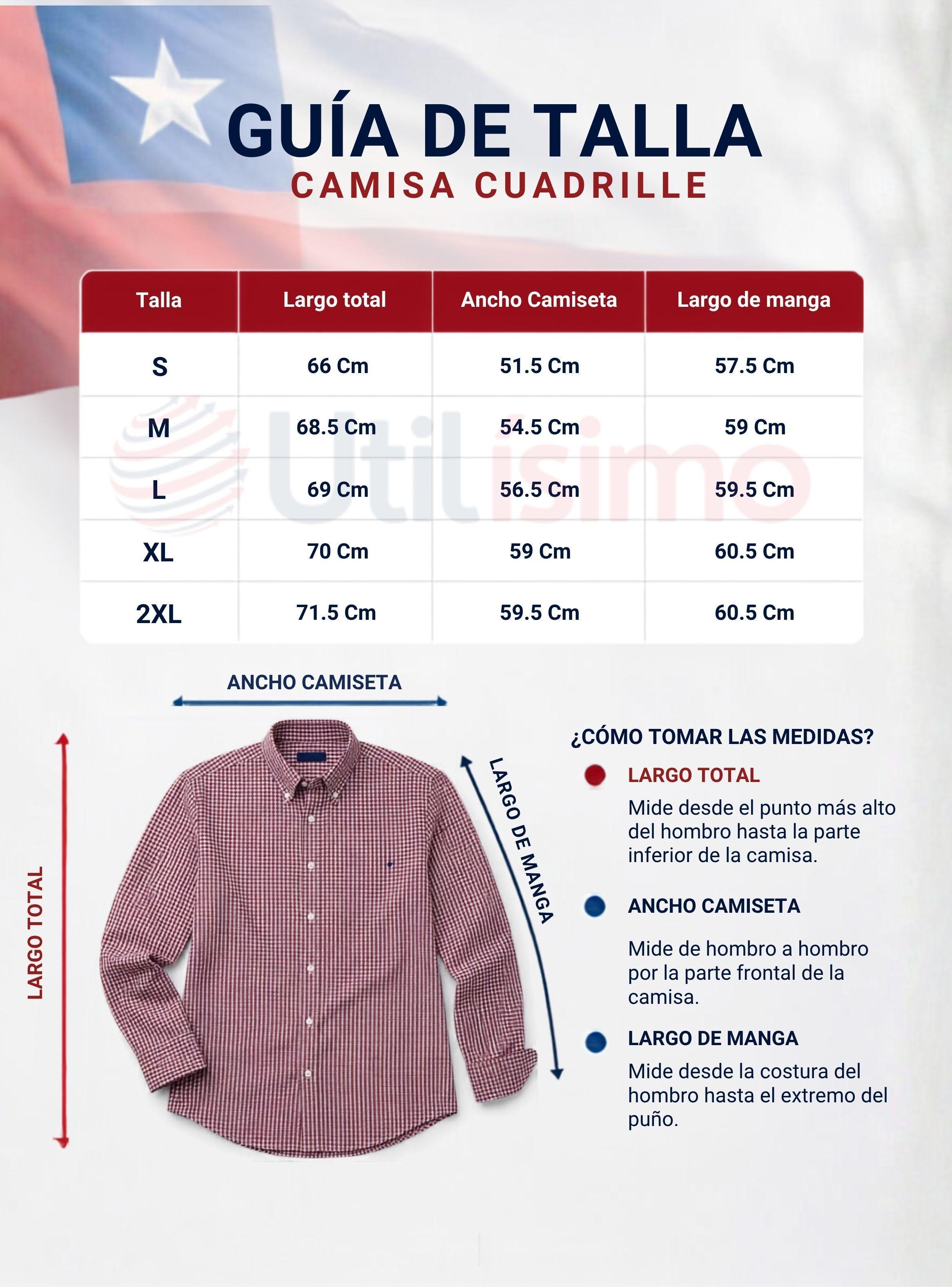 Camisa Huaso Cuadrillé Cuadro Manga Larga 100% Algodón Casual-2