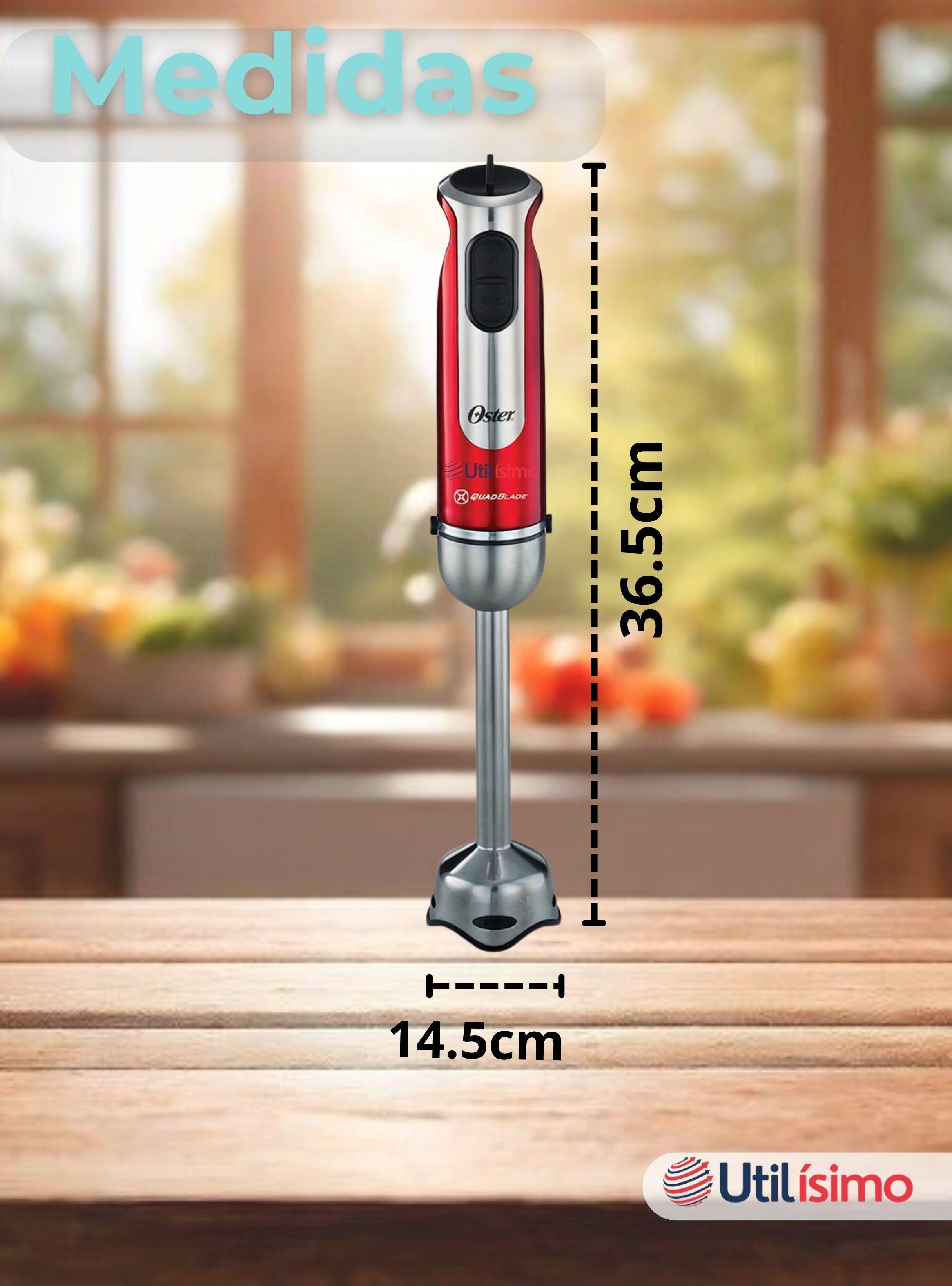 Batidora de inmersión Oster® roja con organizador y accesorios-2