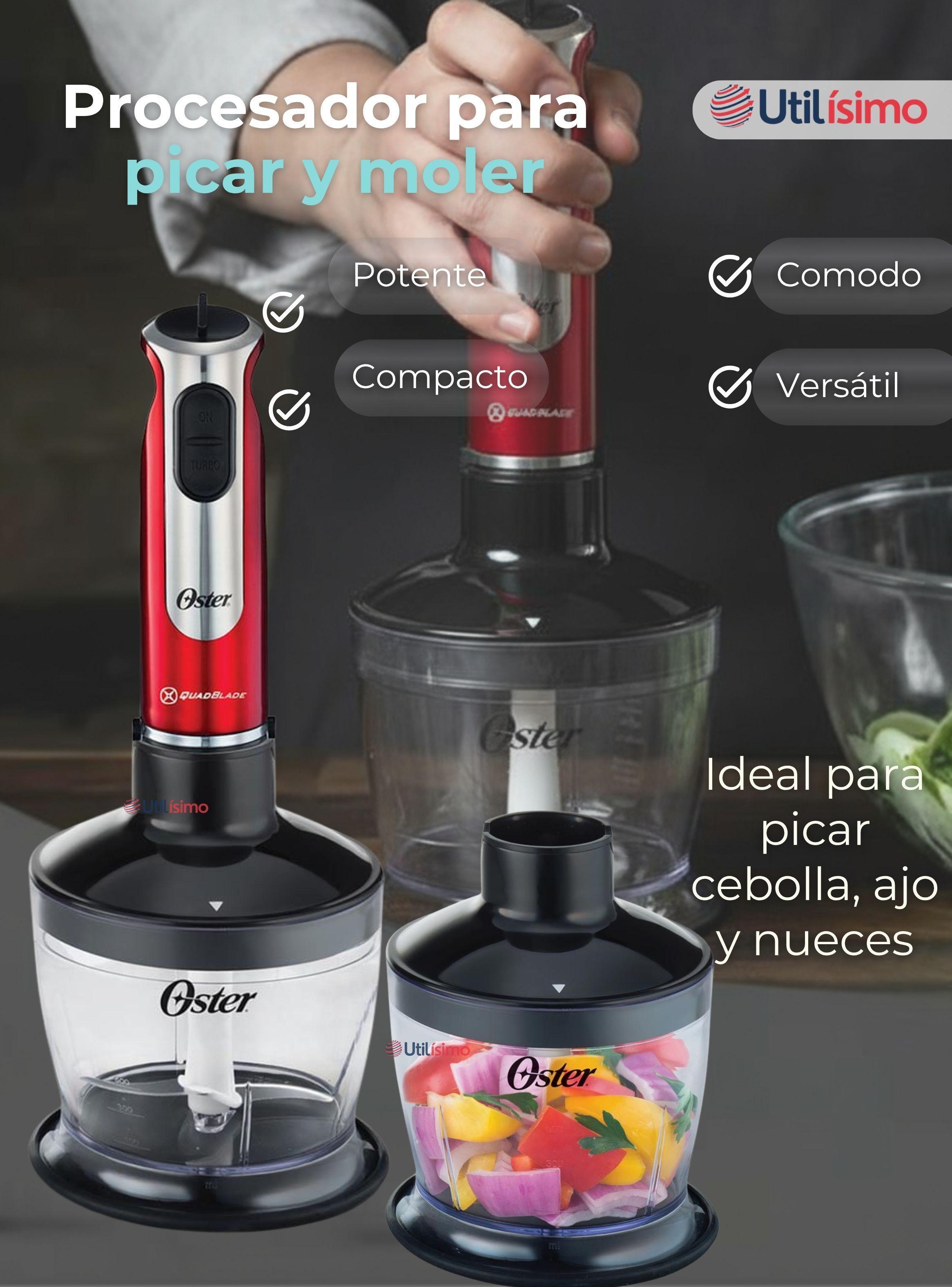 Batidora de inmersión Oster® roja con organizador y accesorios-4